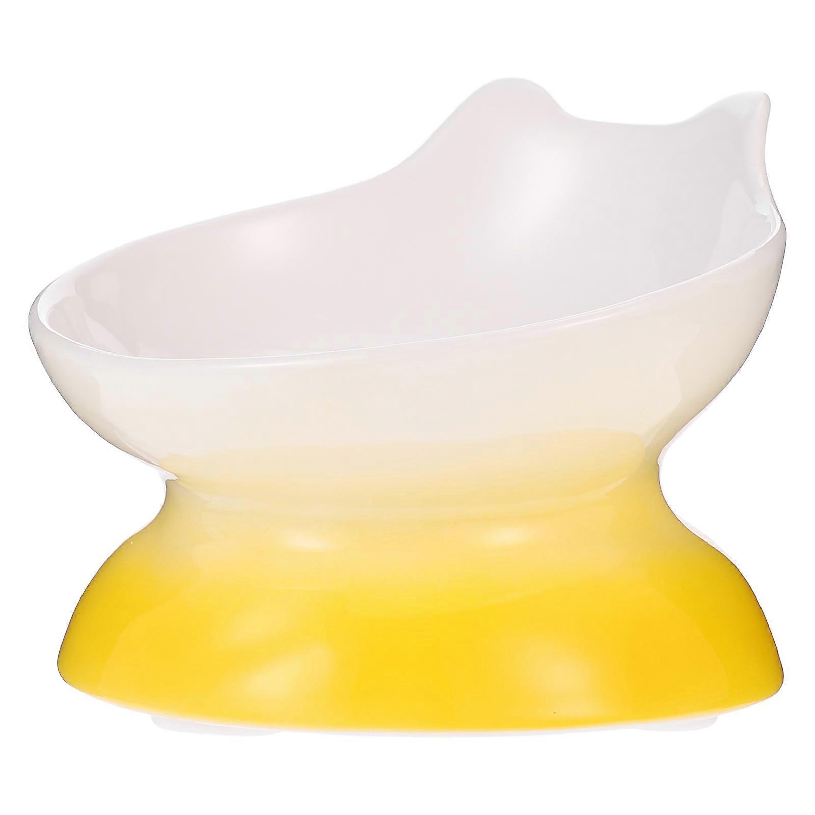 Elevated Dog Bowl Pet Feeding Time Yellow Color with Overflow Prevention 1Pack