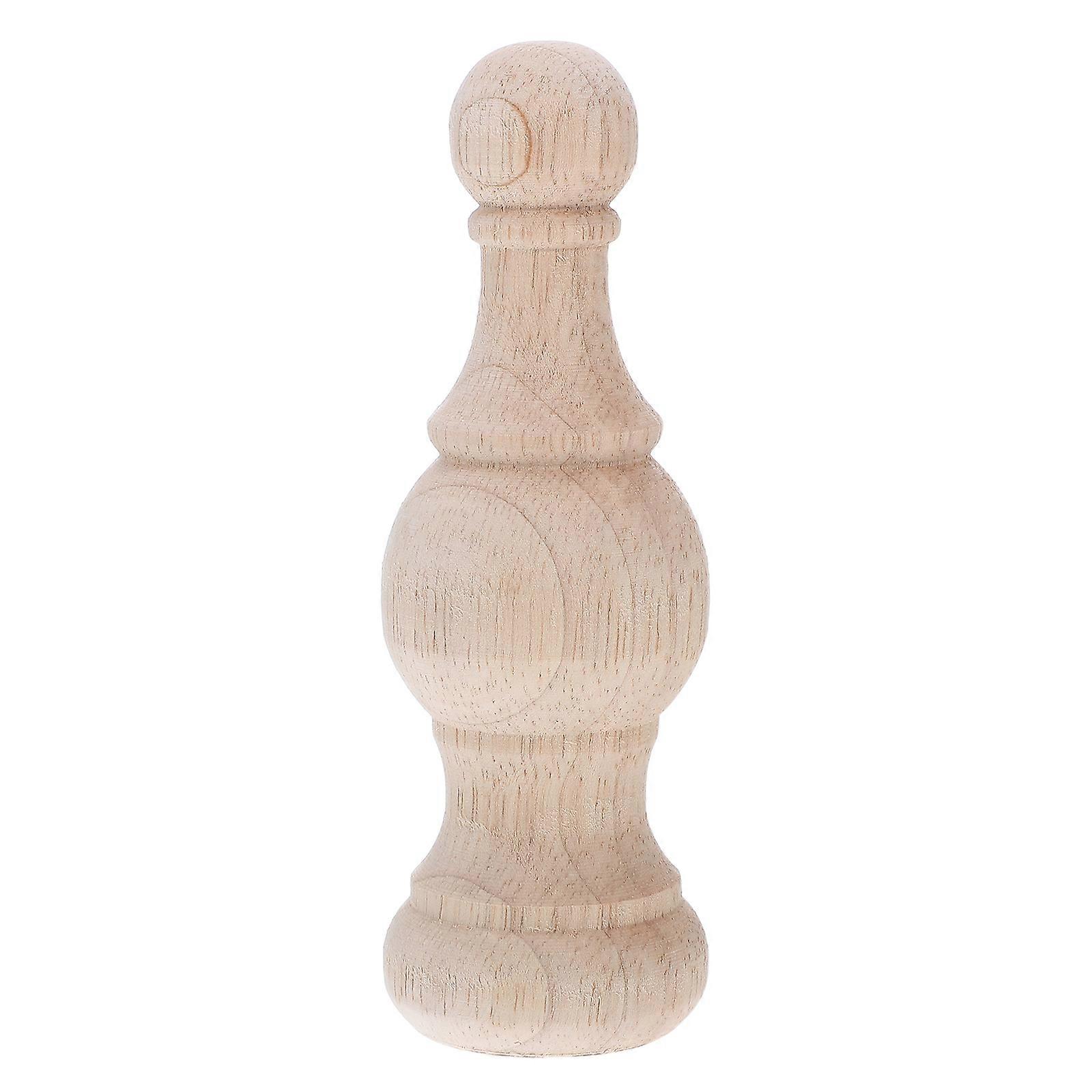 Khaki Wood Post Finial Elegant Carved Decorative Topper for Furniture and Staircases Easy Installation 5x15cm