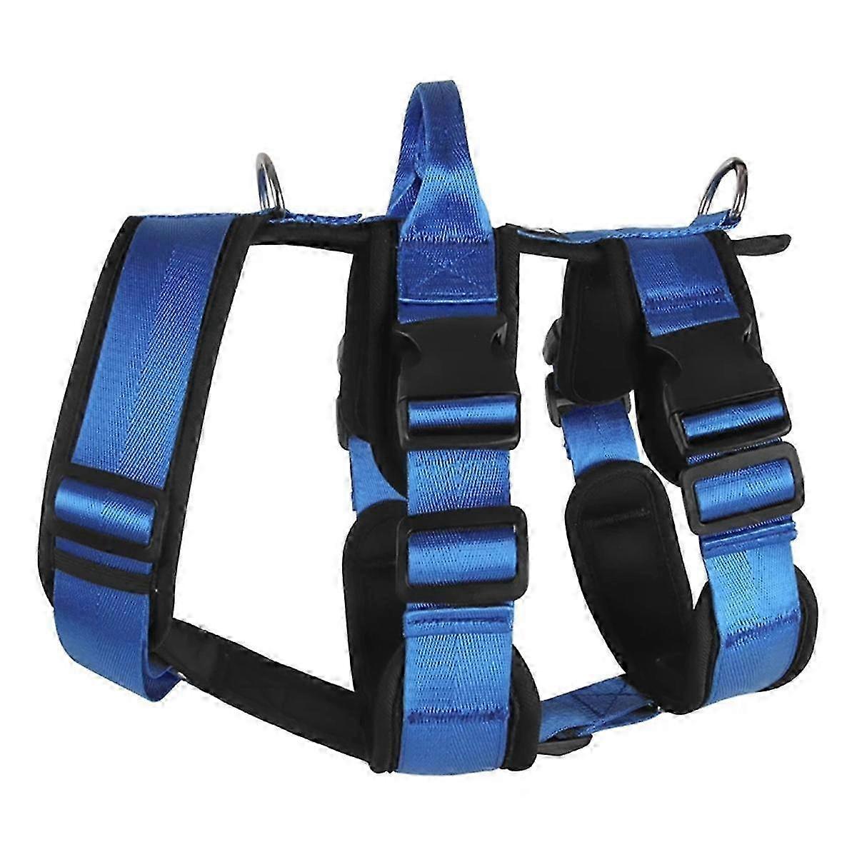 Explosionproof Big Harness with Handle Durable Adjustable Pet Chest Large Dog, Blue, M
