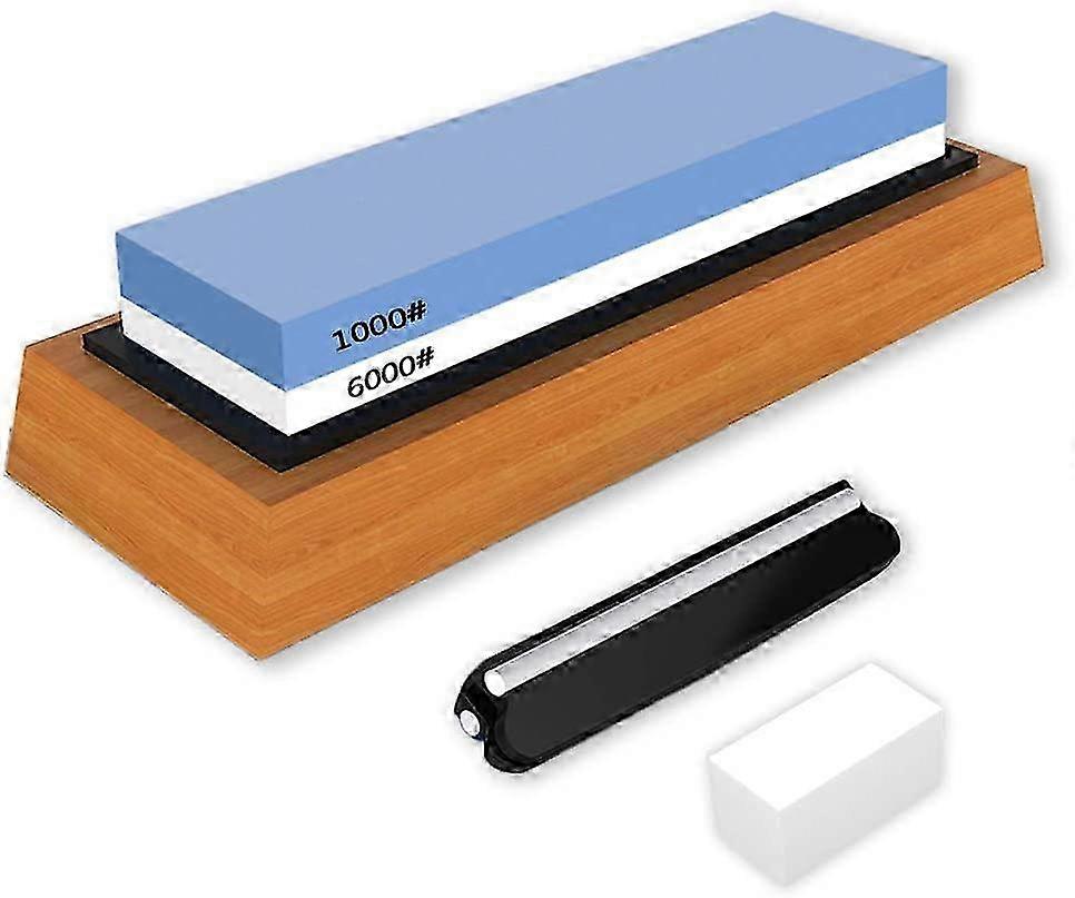 Knife Sharpener Stones 1000/6000 Silicone Non-Slip Base for Kitchen...