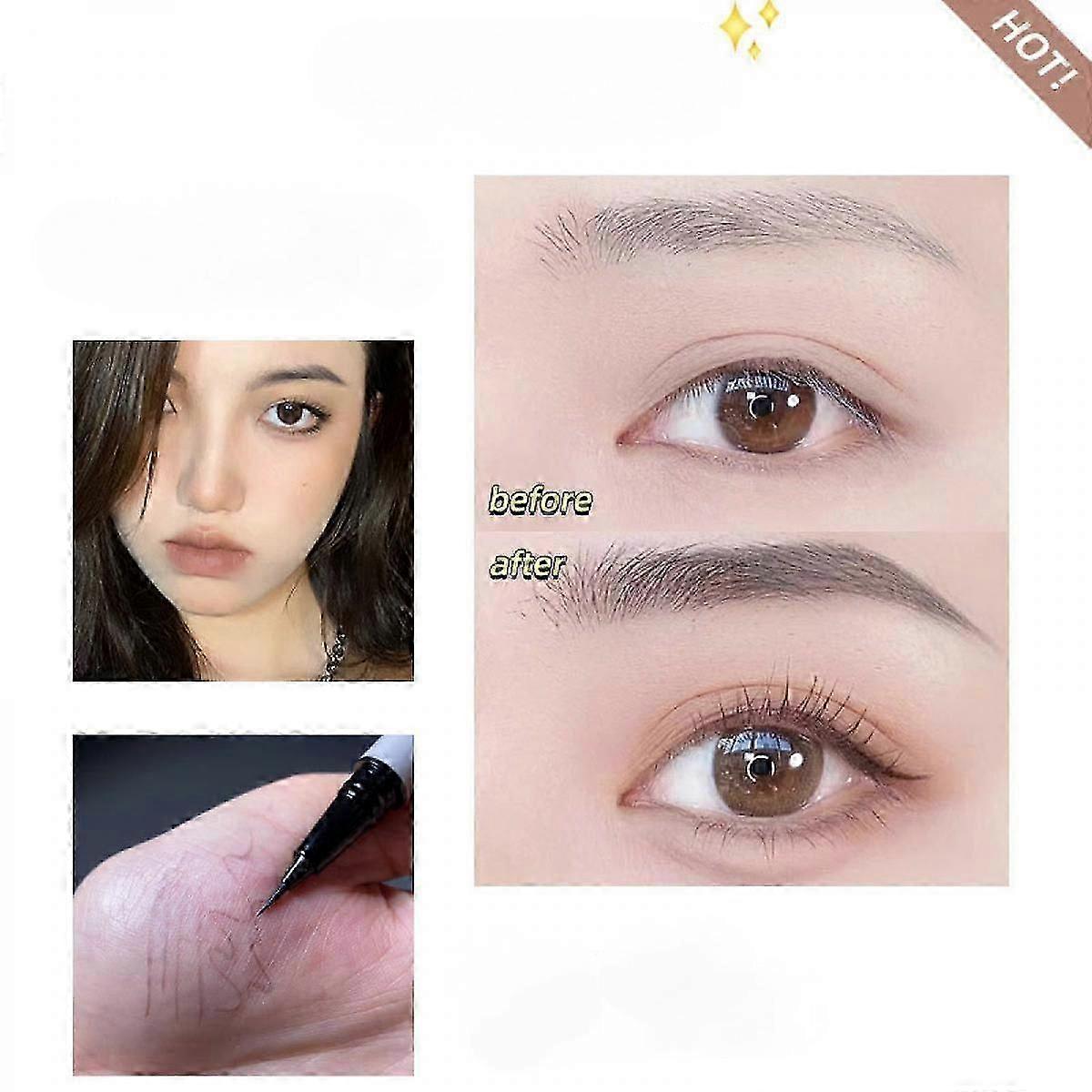 Micro Eyebrow Pen Kit, Eyebrow Tint Pencil With Precision Micro-brush Tip Applicator Create Natural Looking 3D Brows