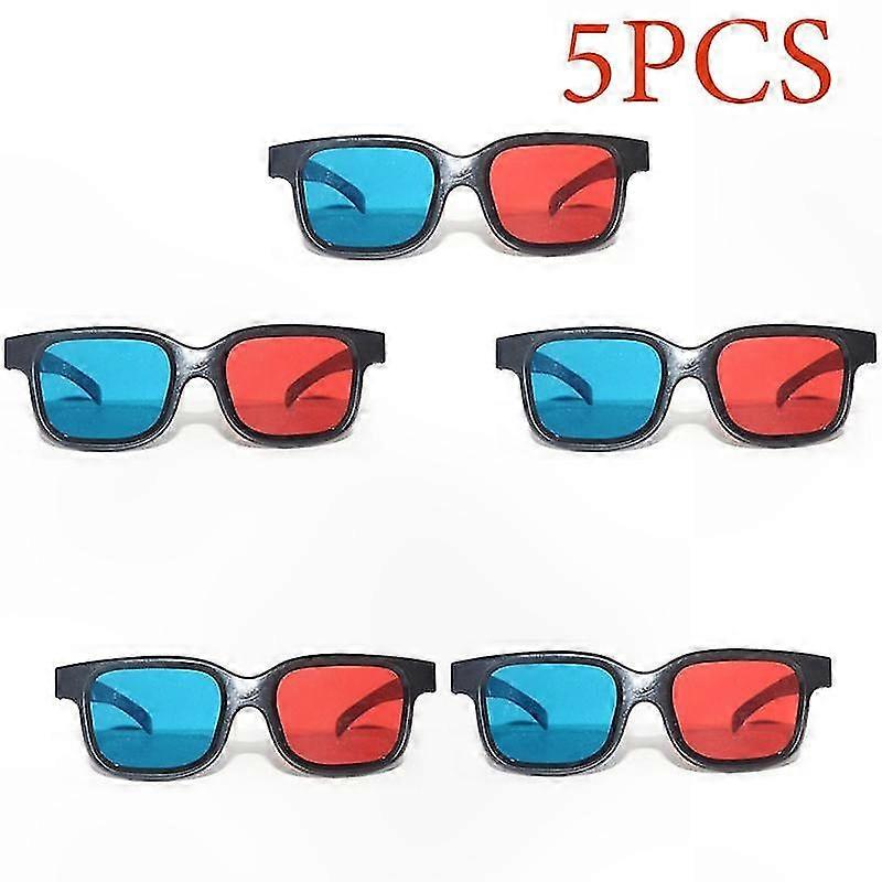 Black Frame Anaglyph 3D Glasses with Red Blue Lenses for Dimensional Viewing