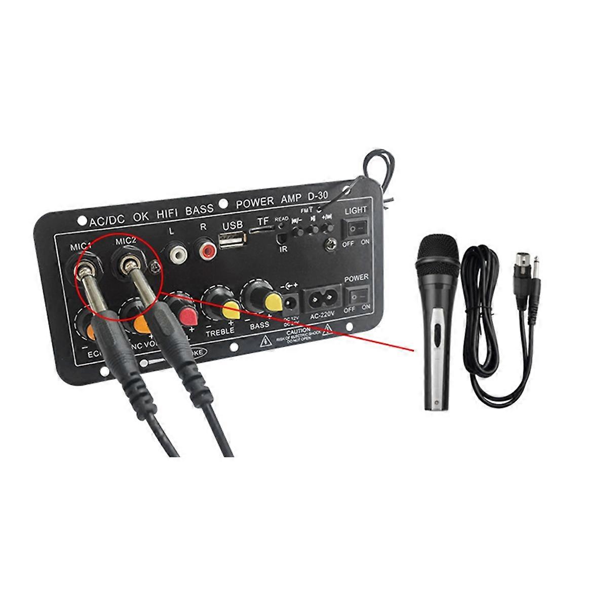 Audio Amplifier Board 30W Support Dual Microphone Bluetooth Amplificatore Subwoof for 4Ohm Speaker 12V 24V 220V EU Plug