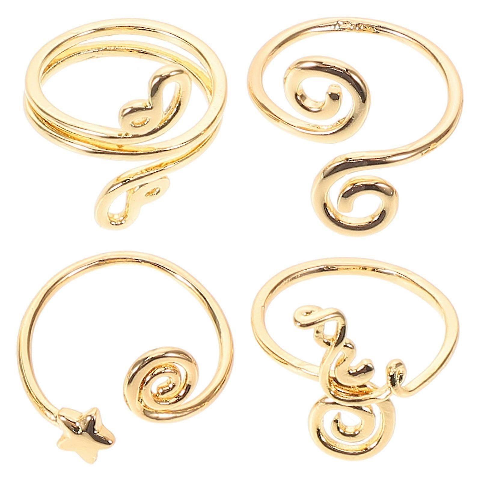 Conjunto de anéis de dedo do pé feitos à mão para joias de pé ajustáveis para praia de verão com 4 conjuntos