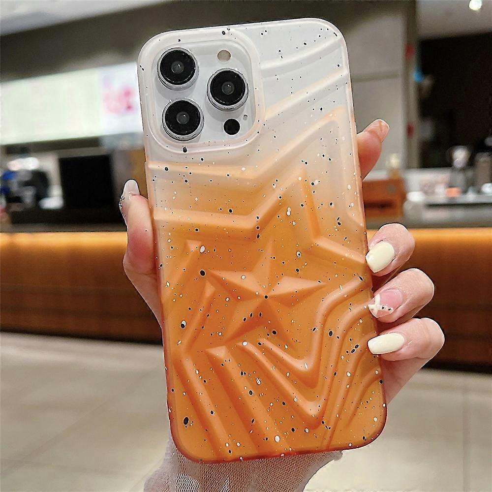 Compatible For iPhone 15 Pro Max Case Raised Star Pattern Gradient TPU Anti-Drop Phone Cover