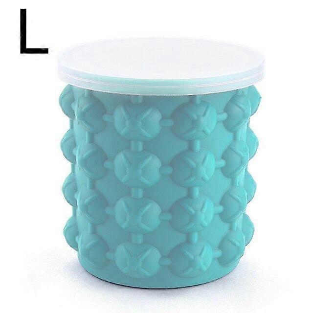 1000ml Silicone Ice Cube Maker with Lid Ice Bucket Ice Mold Space Saving Party(Green)
