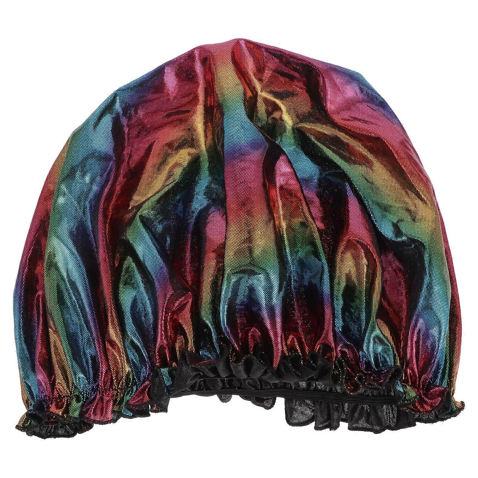 Black Hair Bonnets Elastic Bathing Shower Hat for Sleeping