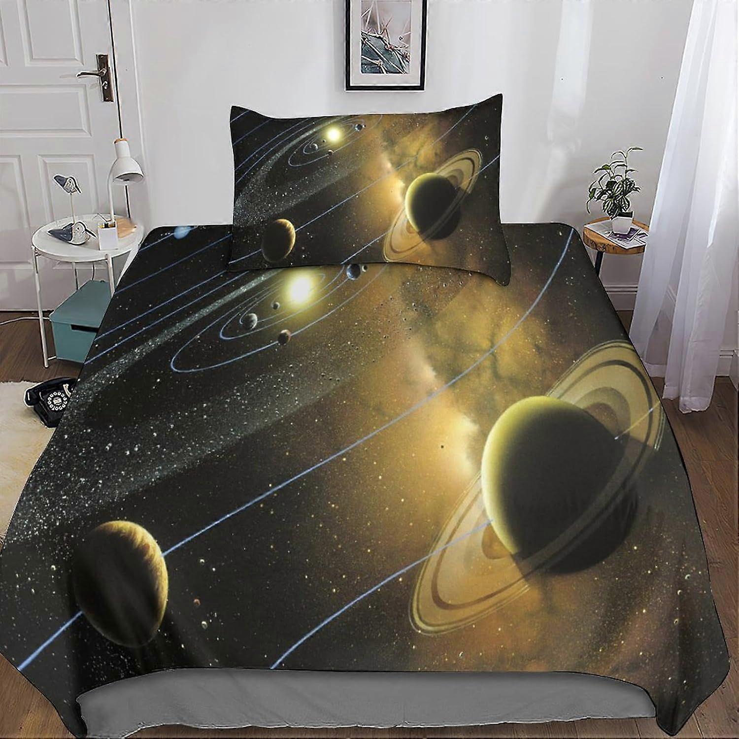 Bedding Single Bed Set Galaxy Printed Duvet Cover Super Soft Microfiber Bedding Set with Zipper with Pillowcases Quilt Cover Hypoallergenic for in Kid