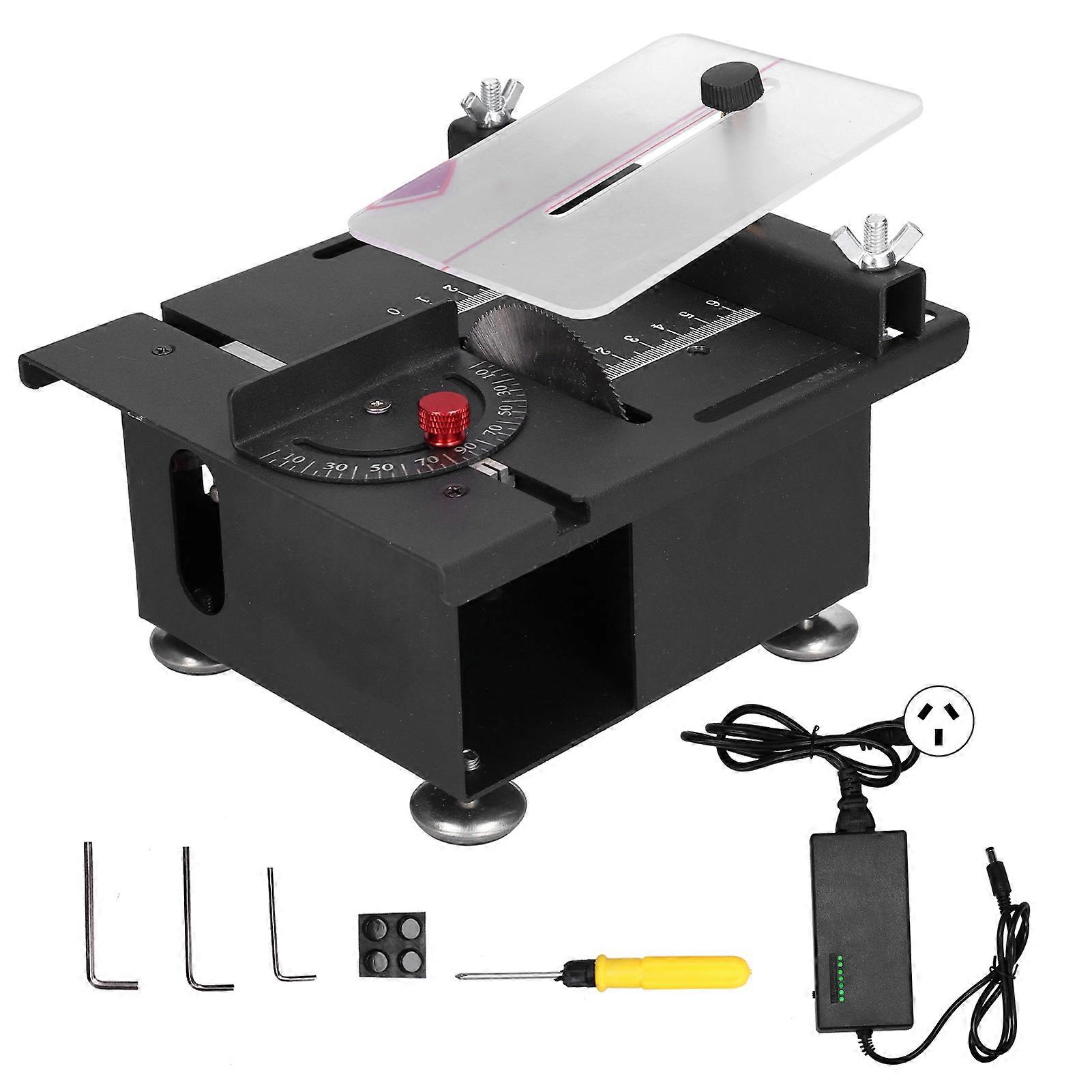 Scie circulaire à table mini 100 W avec rail coulissant réglable pour le travail du bois