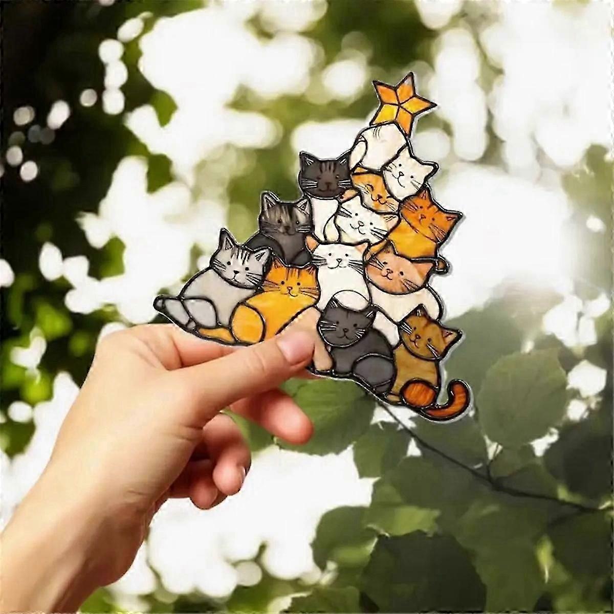 Cat Sun Catcher Acrylic Stacking Kitten Ornaments Colorful Decoration