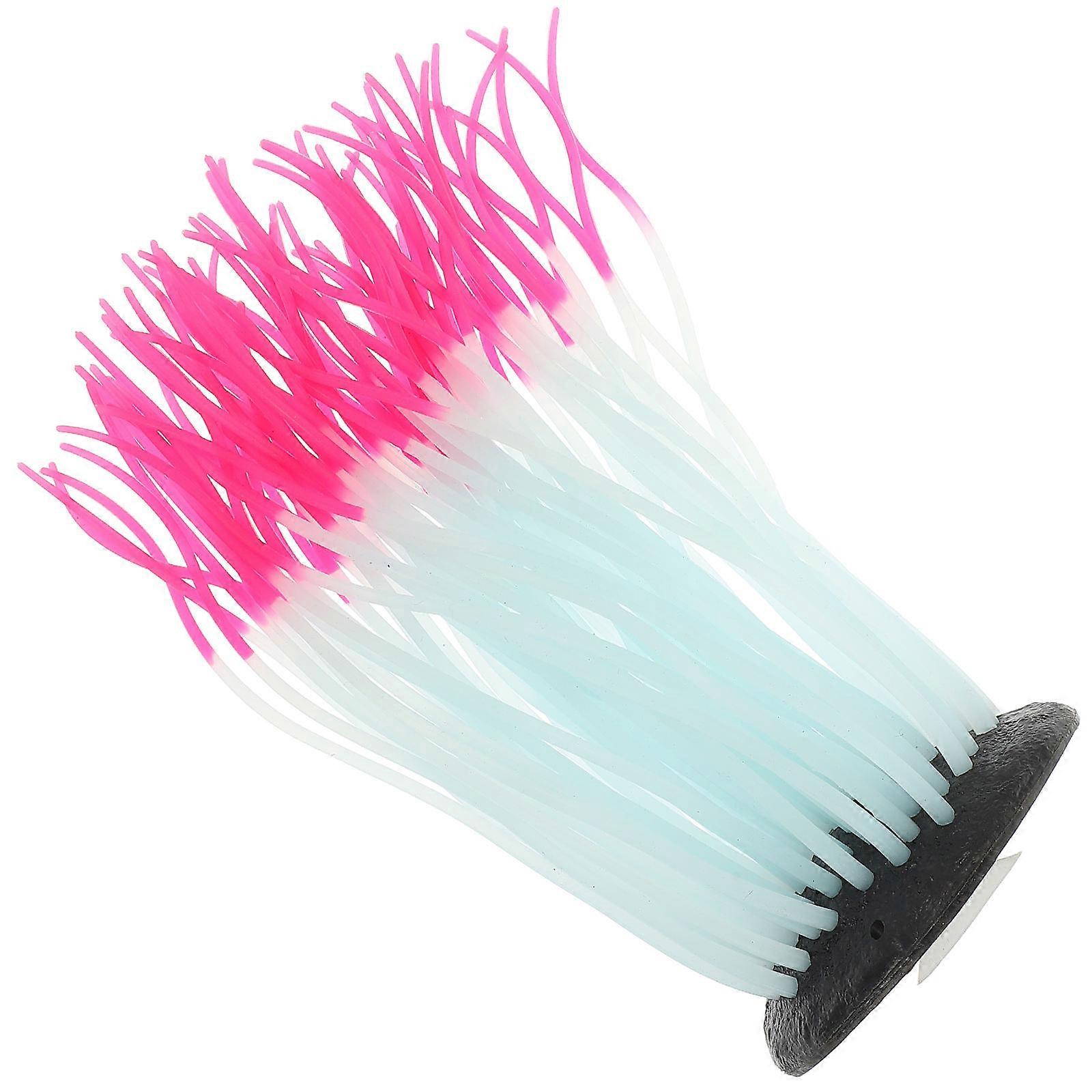 Pink Aquarium Sea Anemone Ornament with Silicone Material 2Pcs for Decor