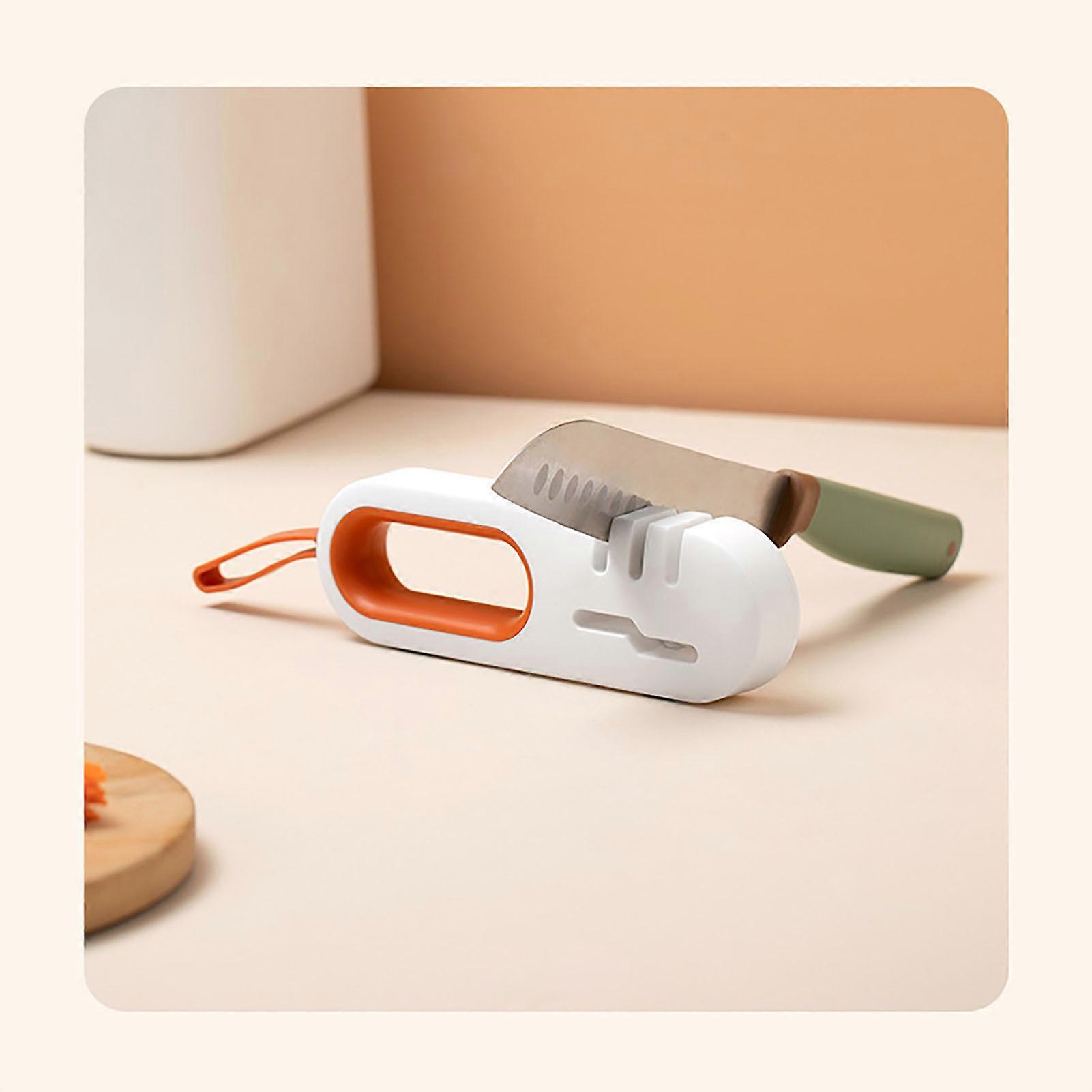 4 in 1 Manual Kitchen Knife Sharpener Blue, Slip-Resistant Tool