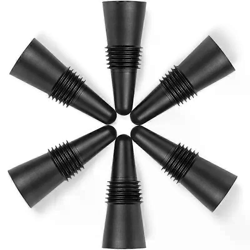6PCS Black Silicone Wine Bottle Stopper with Threaded Seal Ring and StainlessTop Suitable for Wine Bottles