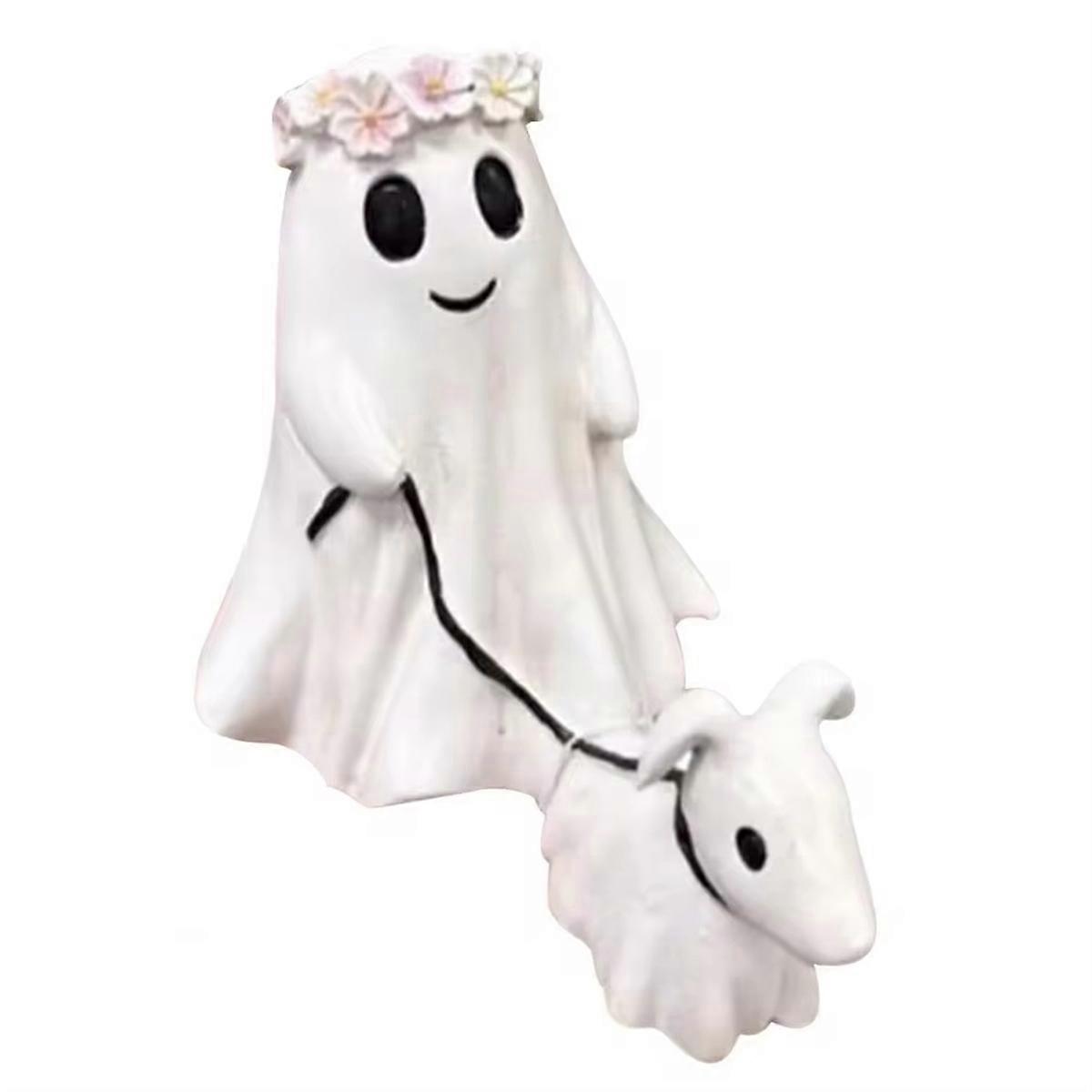 Ghost Walking Ghost Walking Dog Statue Halloween Ghost Decor A