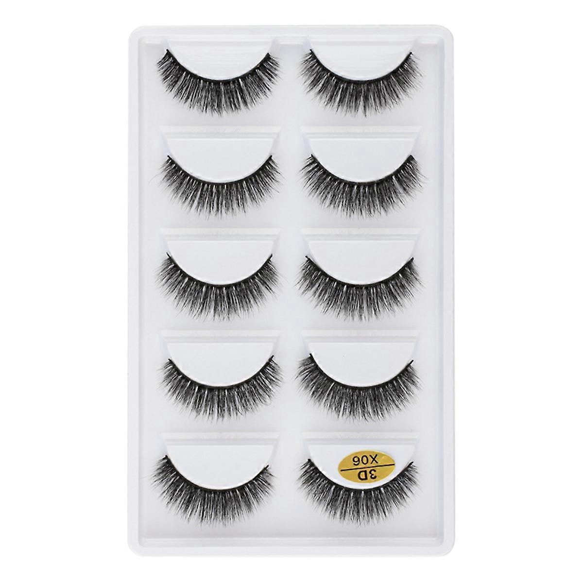 3DX-06 5 Pairs Natural Soft 3D Handmade Fake Eye Lashes Faux