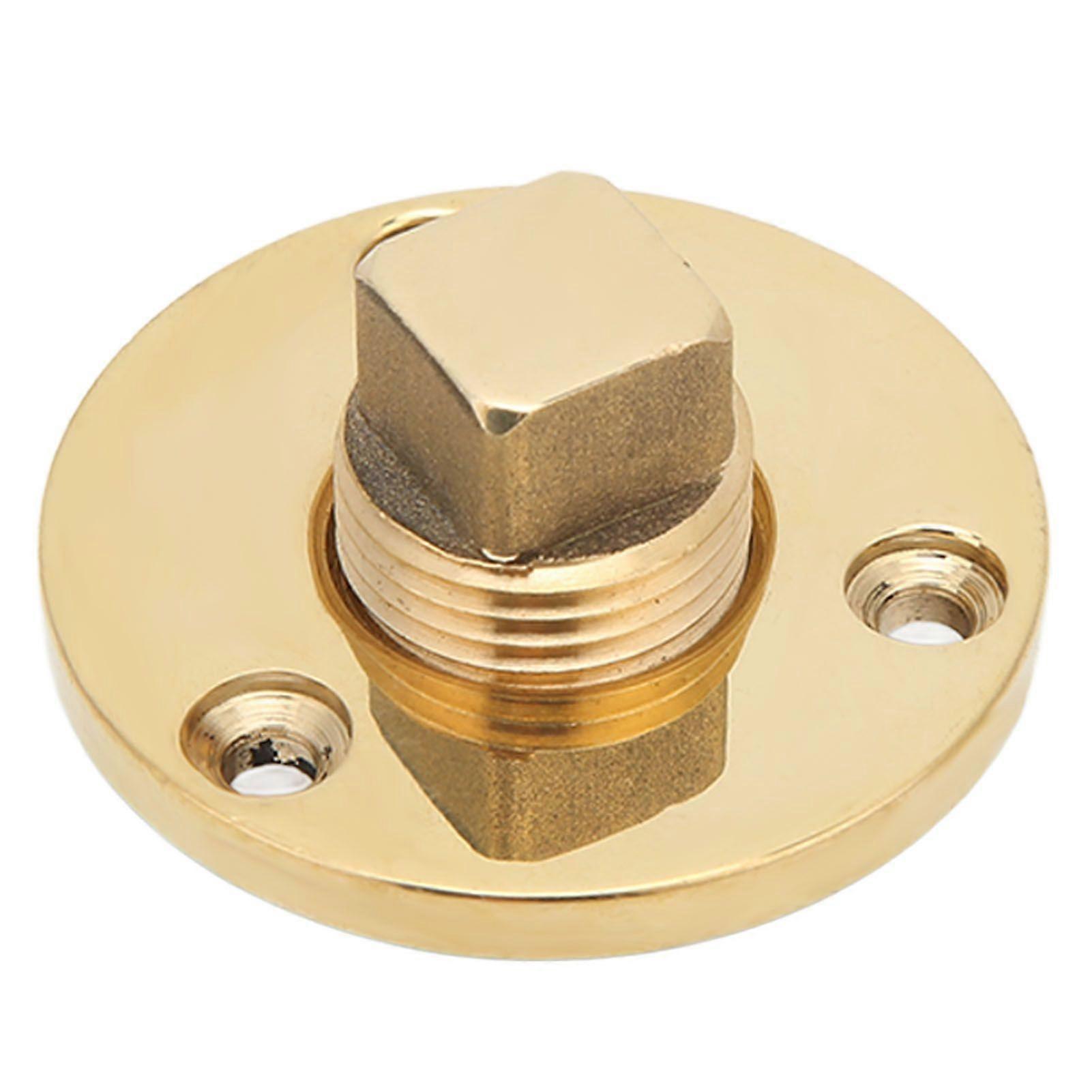 Marine Drain Plug Kit 25mm/1in Mounting Hole Bronze Mirror Polished for Fish Wells Ice Chests Yacht