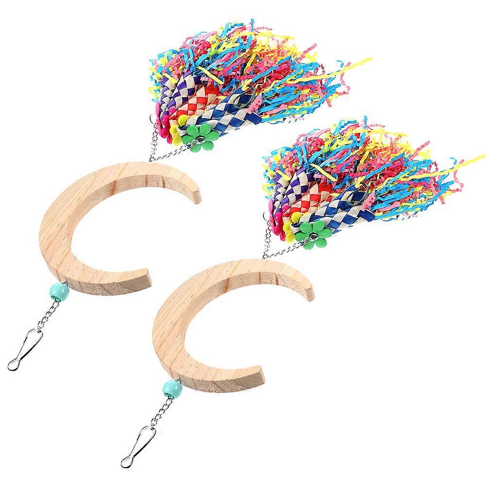 Bird Stand Toy Wooden Parakeet Swing for Play and Training 4Pcs