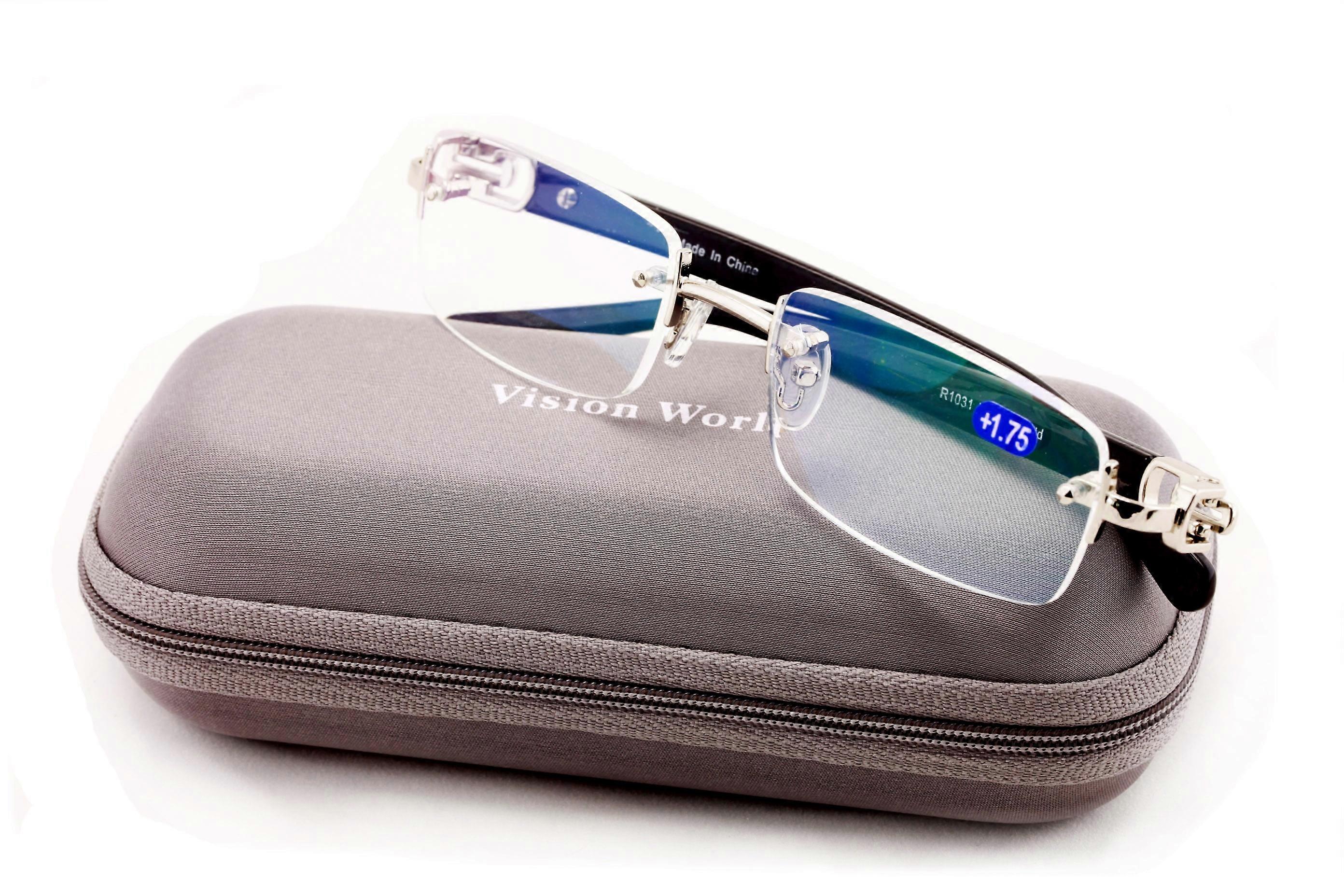 Men Rectangular Rimless Designer Fashion Reading Glasses Reader AR Anti-Reflective Coating +2.25