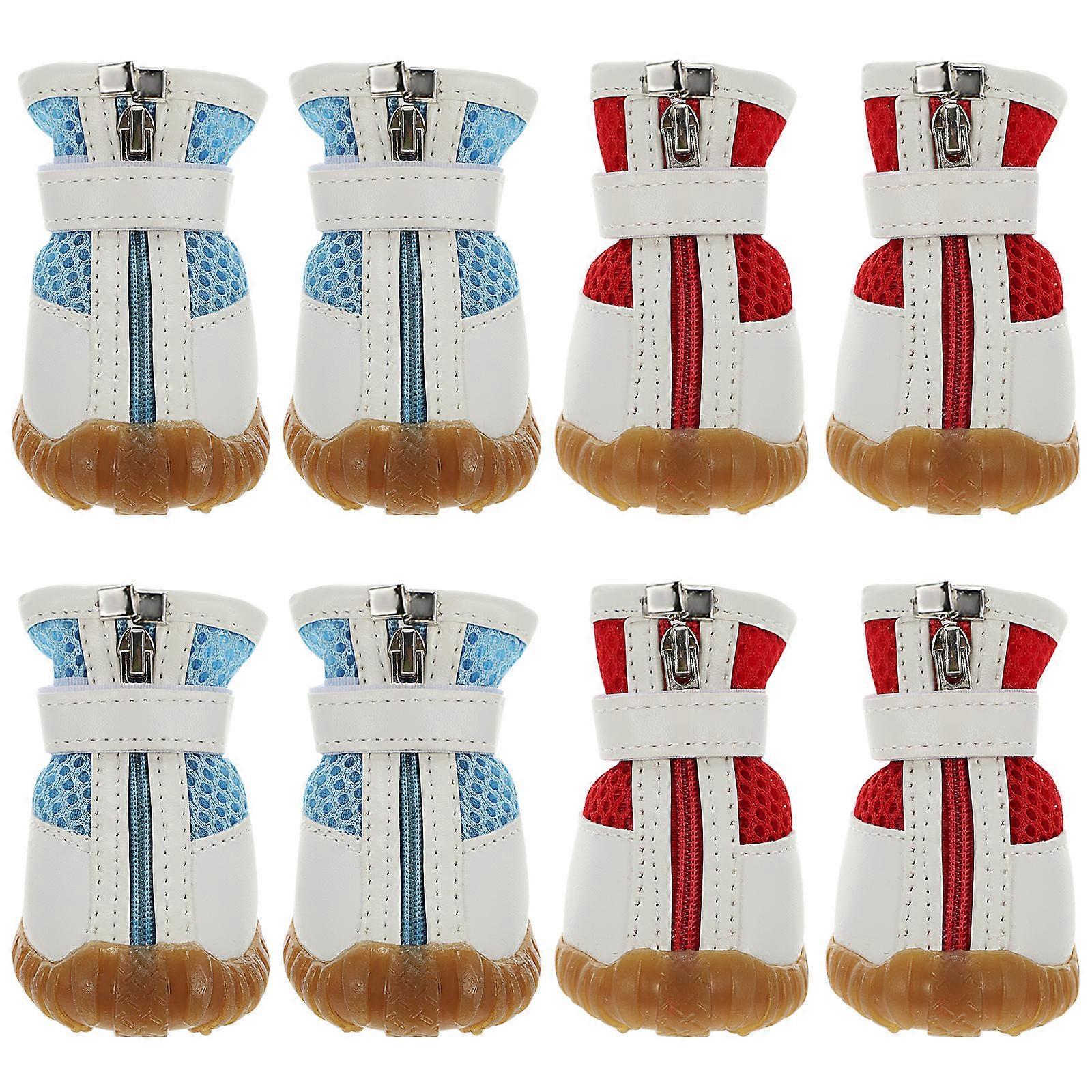 Adjustable Zipper Mesh Dog Shoes for Pets Breathable Boots 8Pcs