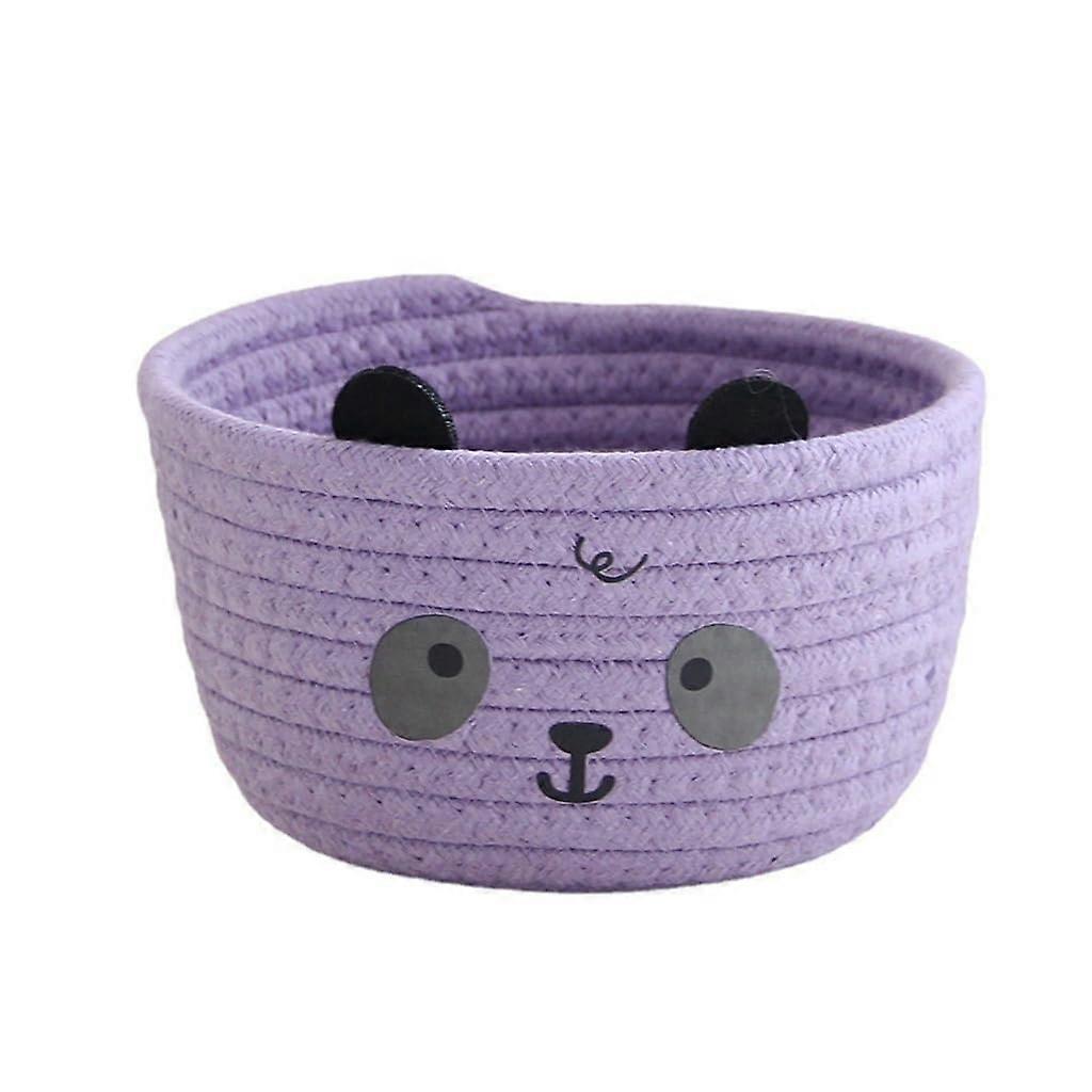 Charm Lovely Bear And Pandas Cotton Rope Storage Basket 15x12 Inches for Efficient Home Organization and Space Saving