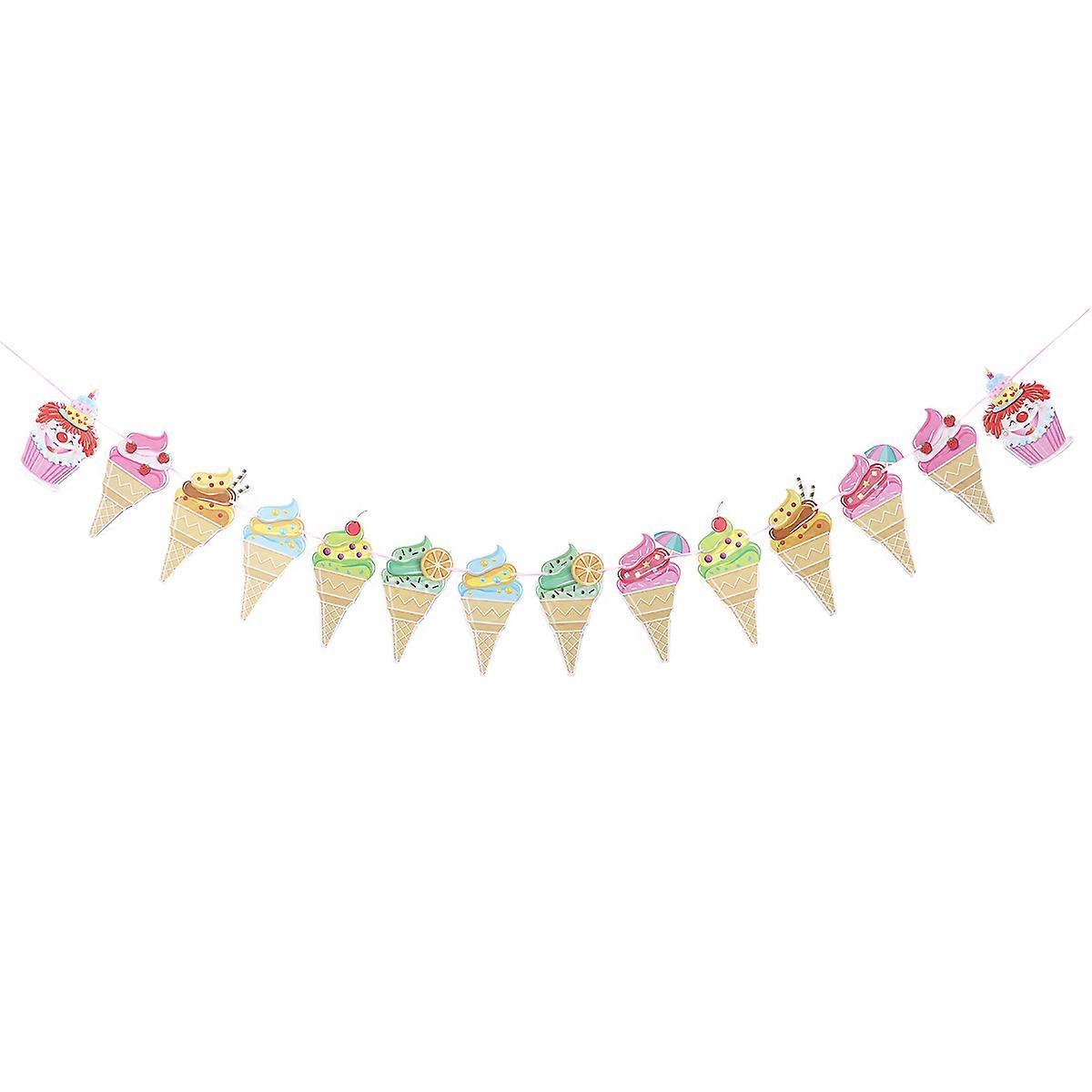 Ice Decoration Banner 2Pcs Paper Hanging Garland Set
