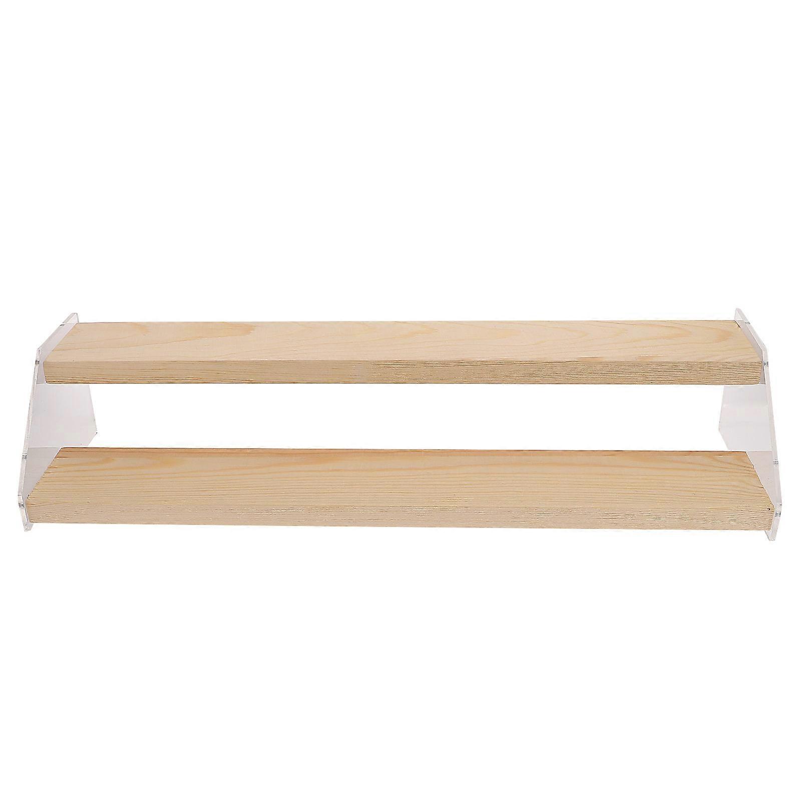 Wood Display Stand 2-Tier Display Shelf for Home Use 2Pcs Children Teaching Aid