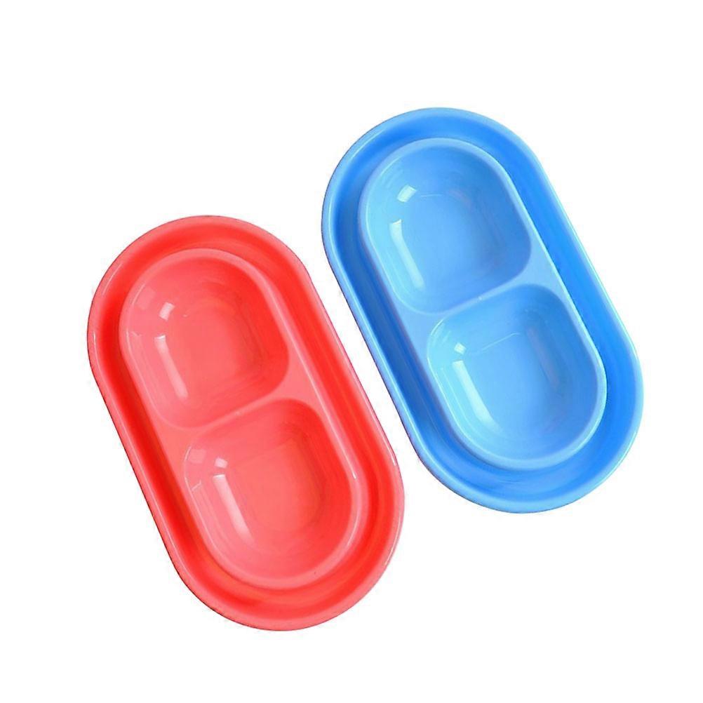 Dog Antproof Feeder 4 Pcs Double Bowl Design Suitable For Dogs Assorted Color Simple Design Non-Overturning