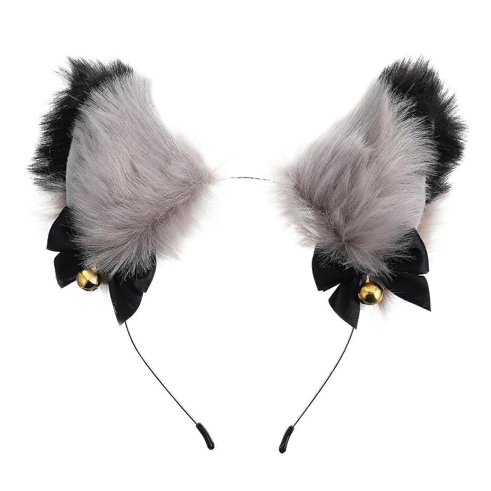 Fox Ear Headband Plush Ears Headband for Decoration with Golden Bells