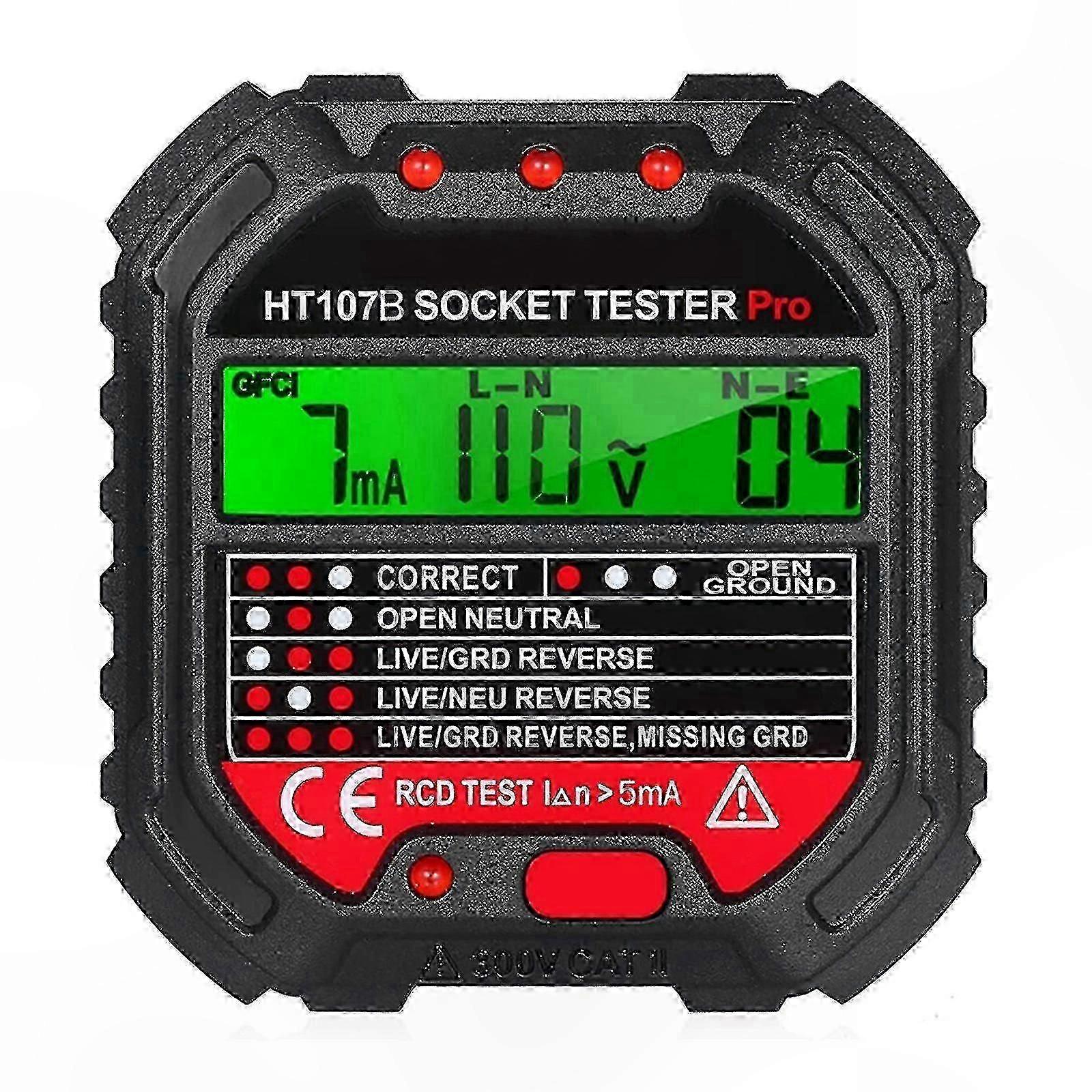 Digital Socket Tester with Voltage Detection and Polarity Check for Electrical Outlets