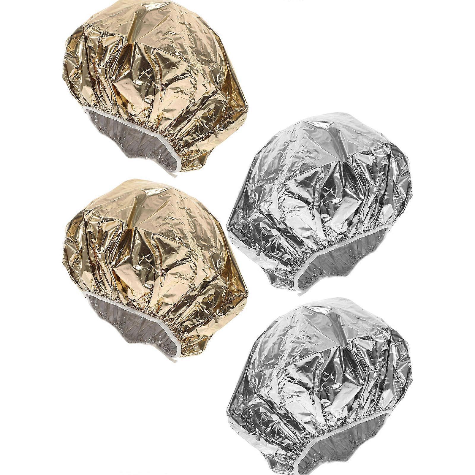 Tinfoil Thermal Cap Deep Conditioning Hats For Hair Coloring Professional Use 4Pcs
