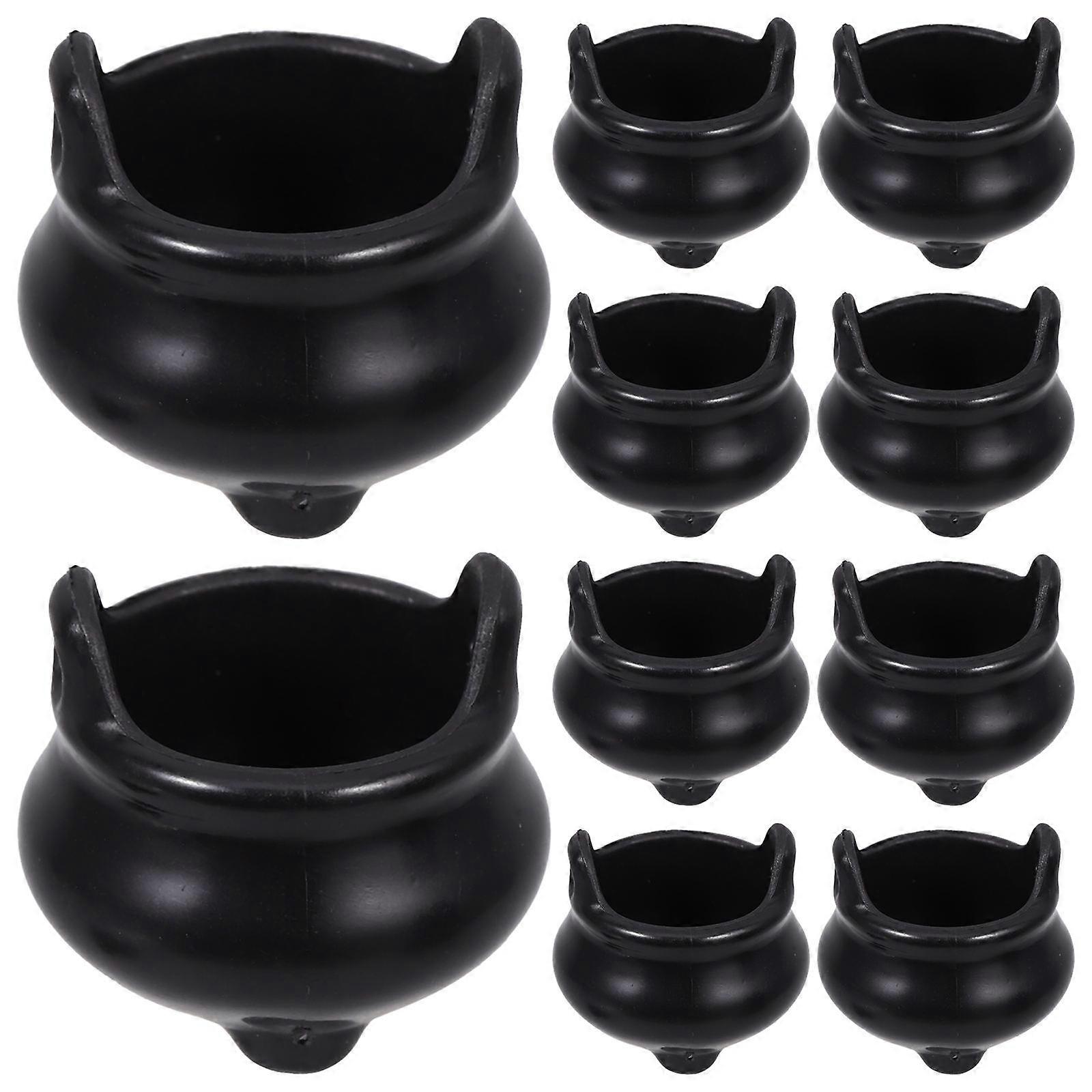 Miniature Halloween Cauldron Pot for Storage 36Pcs Black ABS Decor