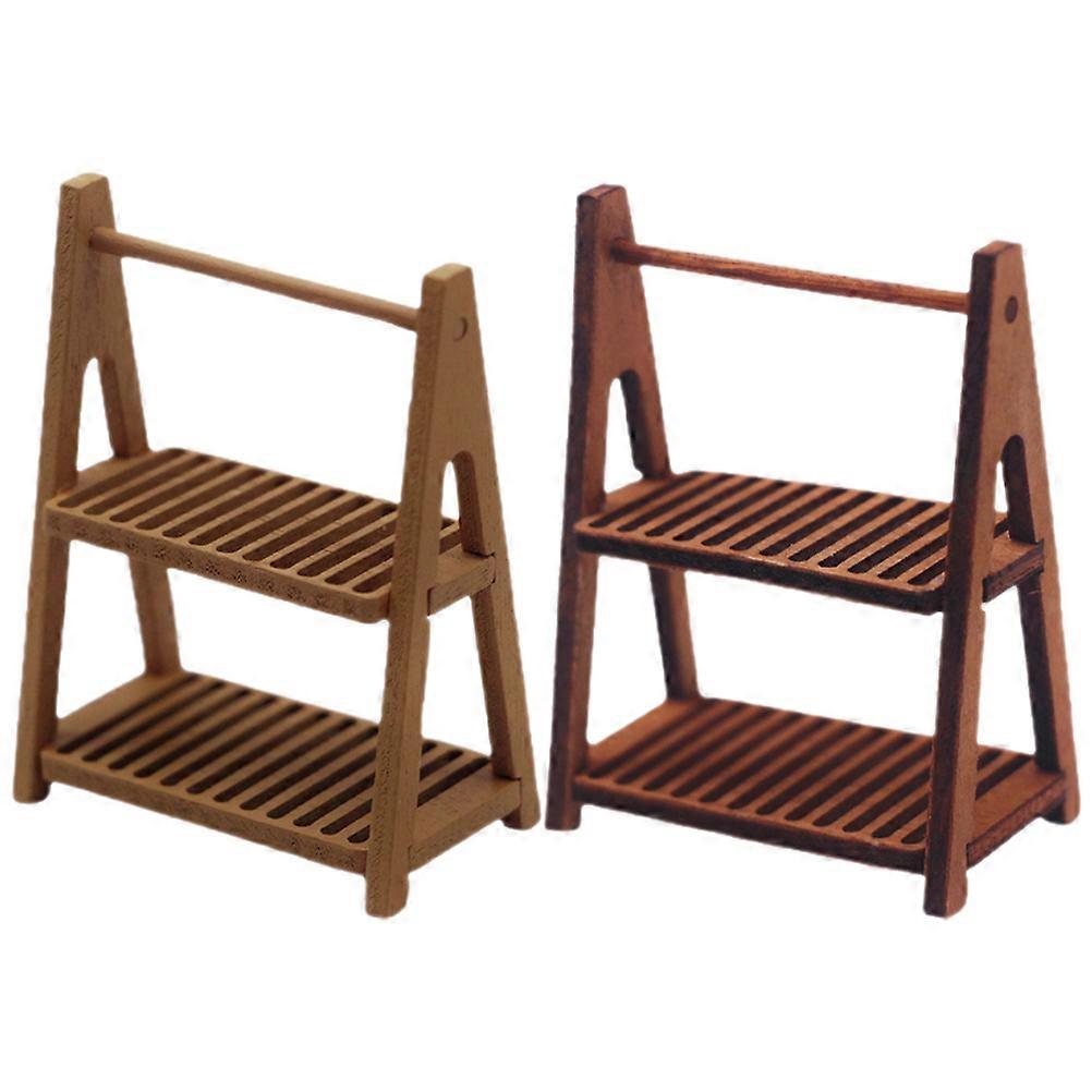 Compact Rectangular Mini Wooden Stands For Organizing Mini House Accessories 8 Pcs