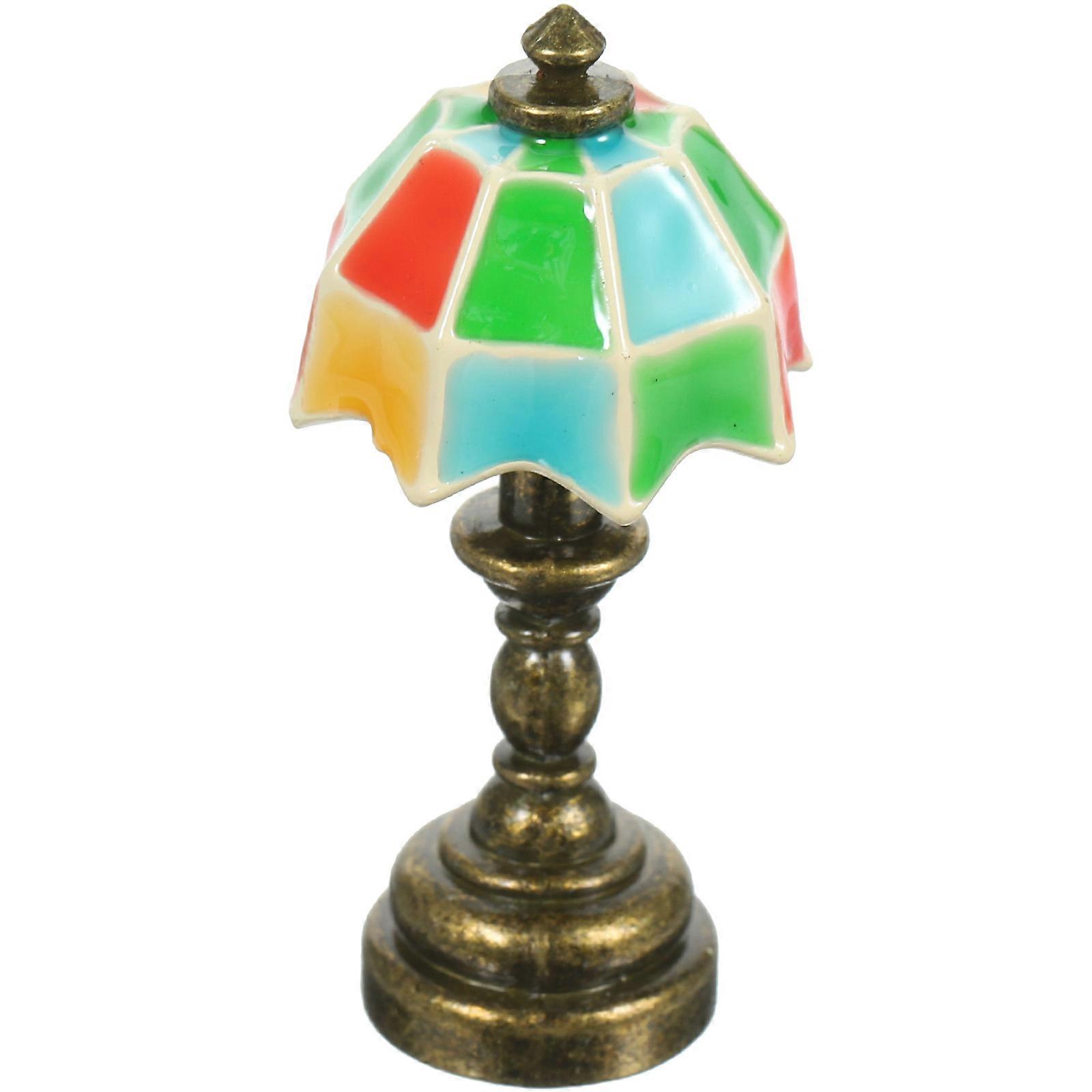 Miniature Bedside Lamp Mini Table Light for Decor 4Pcs Multi Alloy
