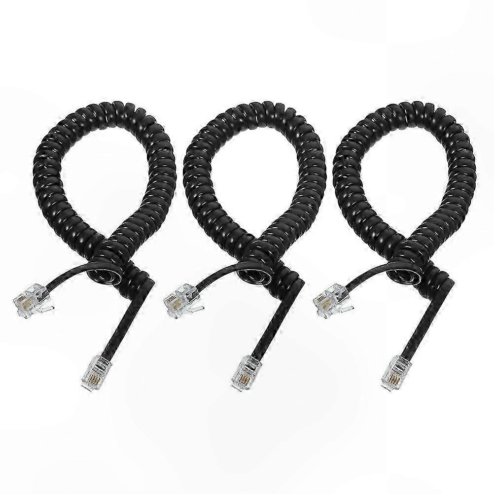3-Pack Coiled Handset Cables for Telephones-Compatible with Most Phone Models