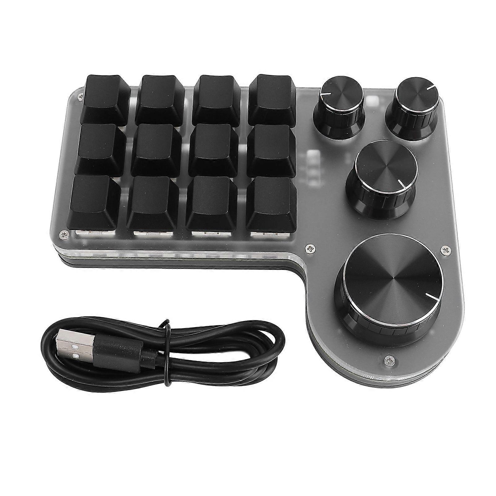 USB Macro Mechanical Gaming Keyboard 12 Keys 4 Knobs Wireless Bluetooth Wired USB Programmable Hot Swappable Red Switch