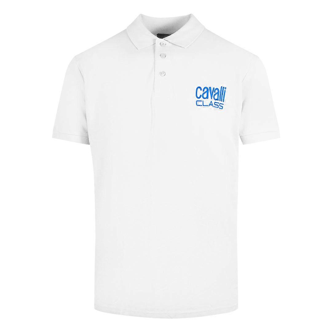 Cavalli Class Bold Logo White Polo Shirt