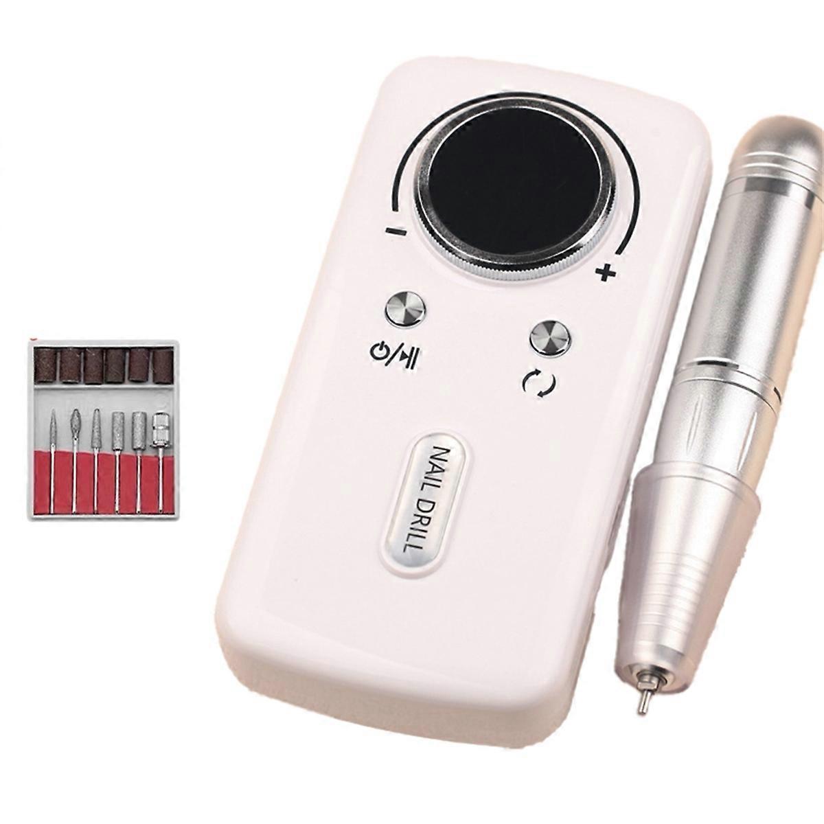 Electric Nail Drill Machine with LCD Display Rechargeable White
