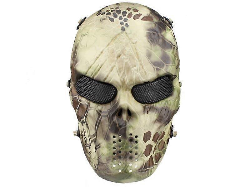 Skull Mash Mask with Mesh Eyes, Highlander Camo, Outdoor Hunting Gear, One Size Fits All