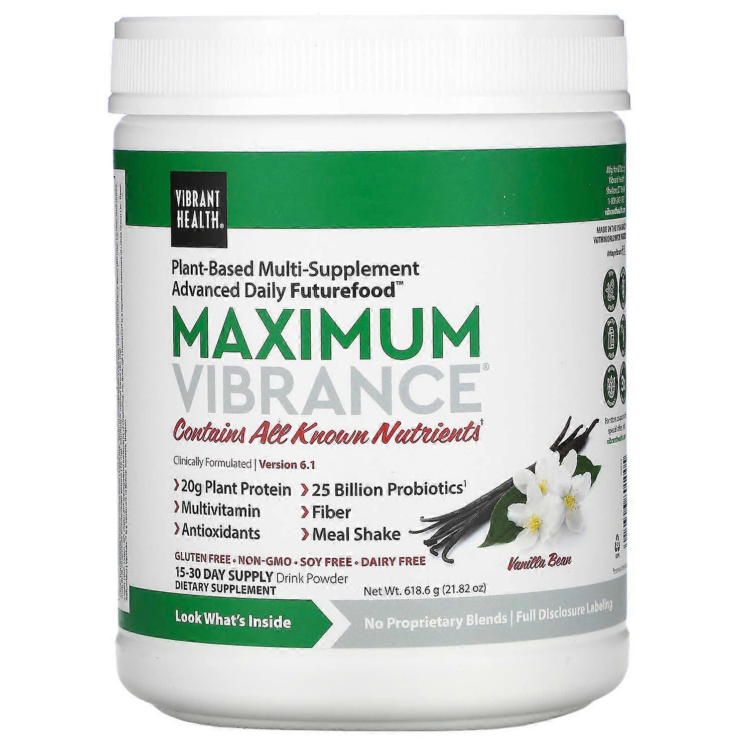 Vibrant Health, Maximum Vibrance, Version 6.1, Vanilla Bean, 618.6 g (21.82 oz)