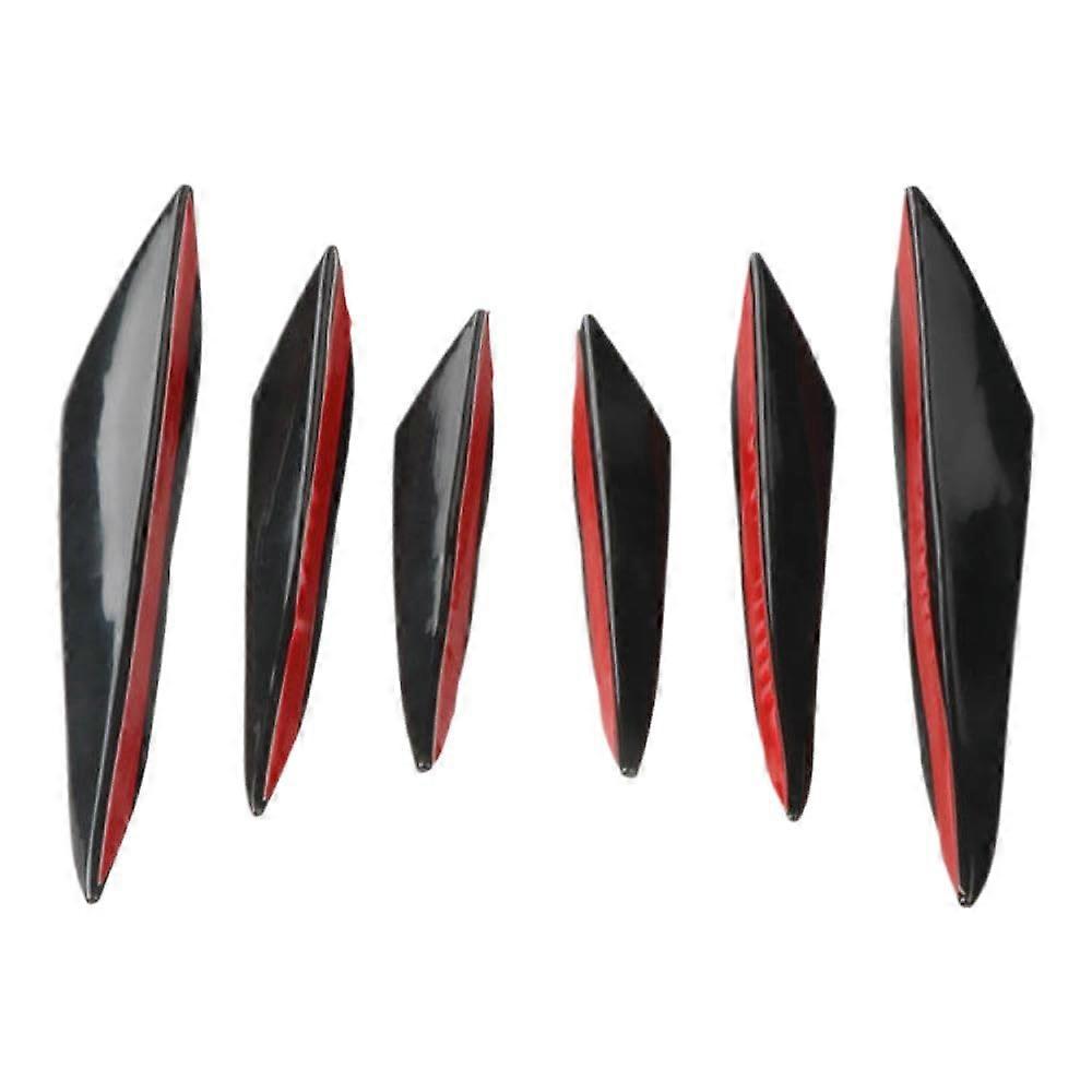6pcs Universal Fit Front Bumper Lip Diffuser Splitter Fins Body Spoiler Canards Chin Diffuser Kit Car Tuning Accessory