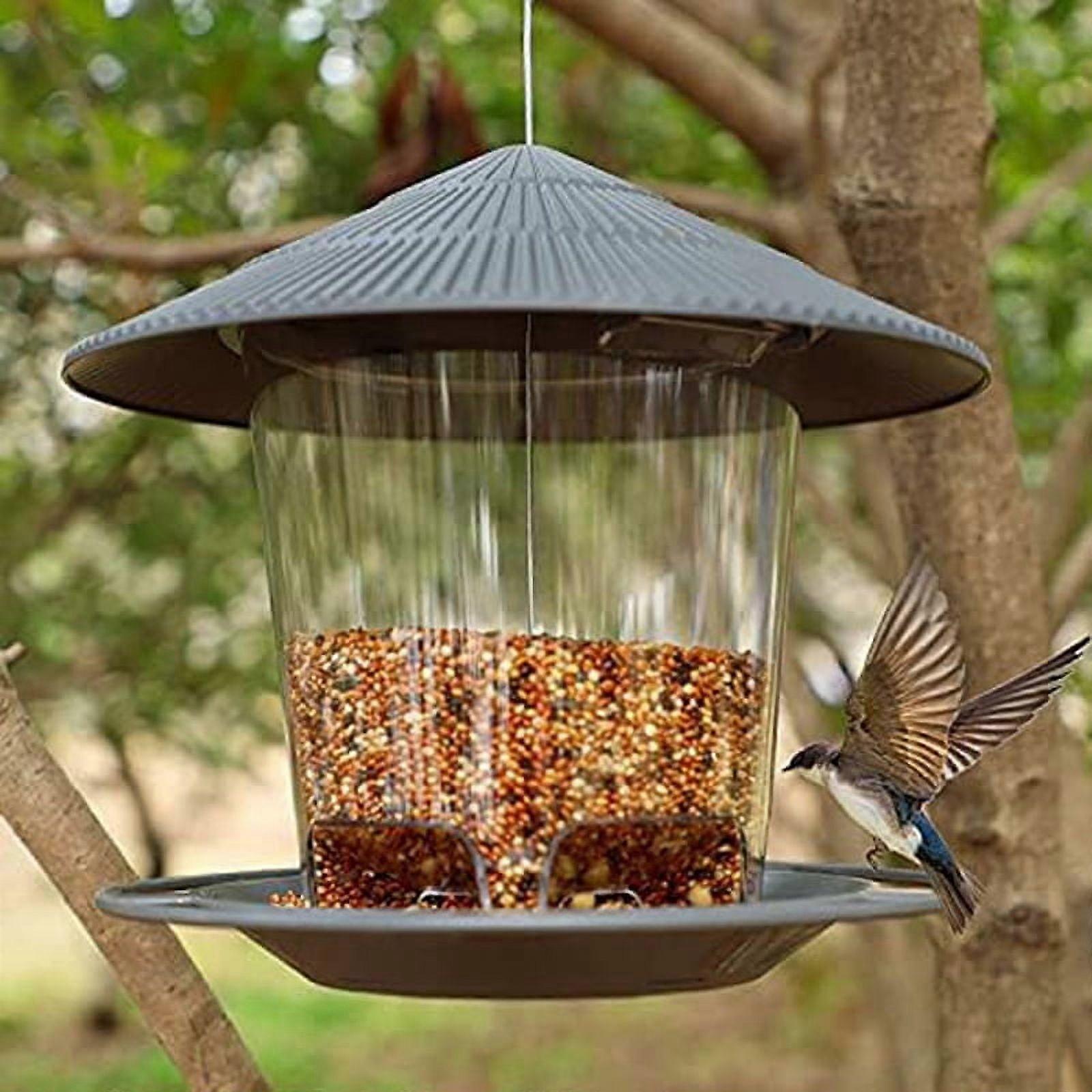 Wild Bird Feeder, Outside Squirrel Proof Bird Feeder, Hanging Wild Bird Feeder with Round Shaped Roof Green