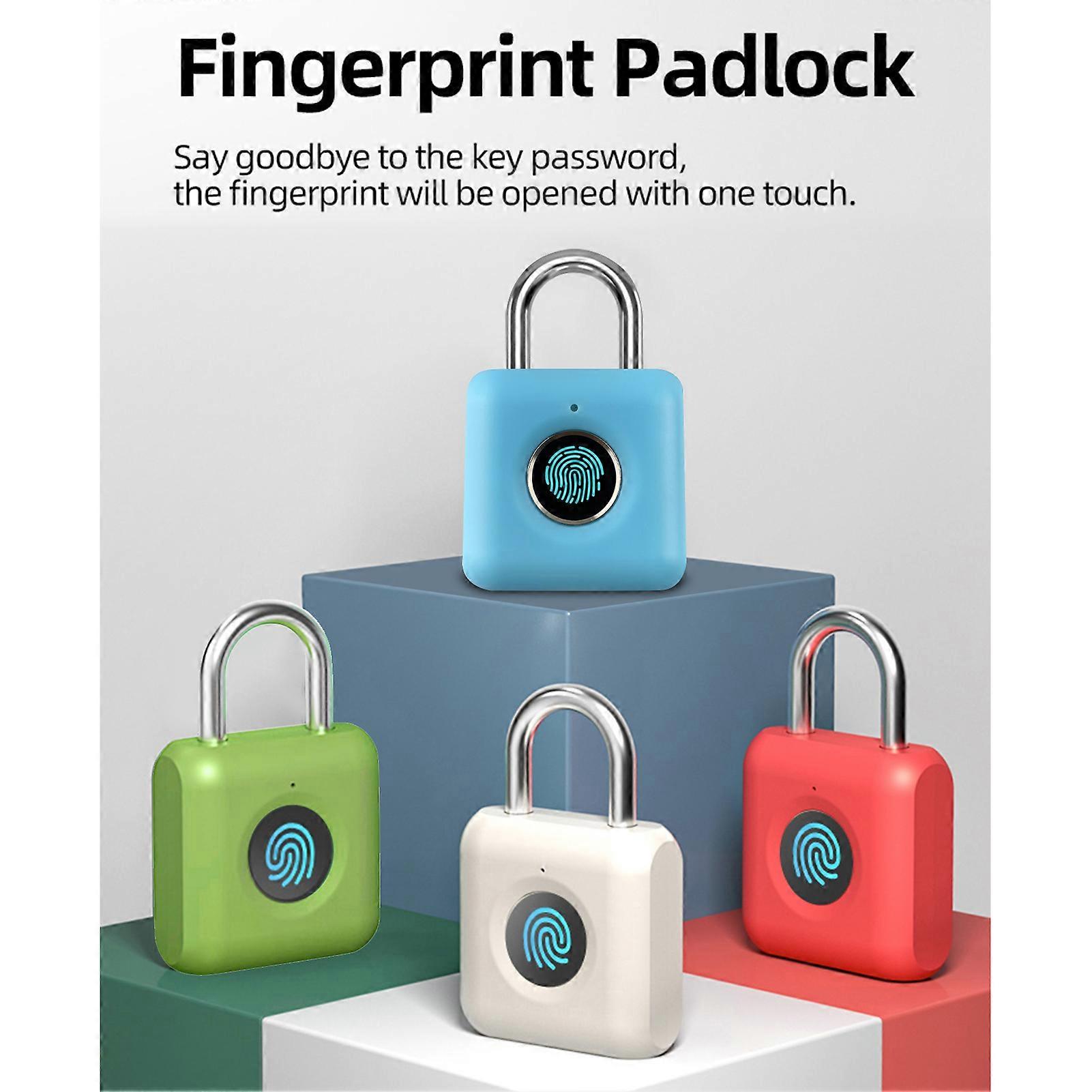 Fingerprint Padlock Quick Unlock Keyless Smart One Touch Open Lock with USB Charged Waterproof Anti-Theft Locks for Gym Luggage Cabinet Door
