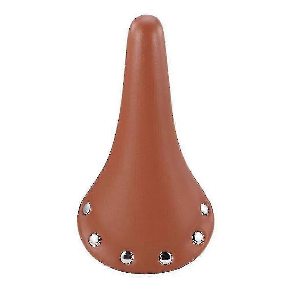 Retro Vintage Läder Cykelsadel Dämpning Klassisk Cykelsitsdyna Nitar Vattentät