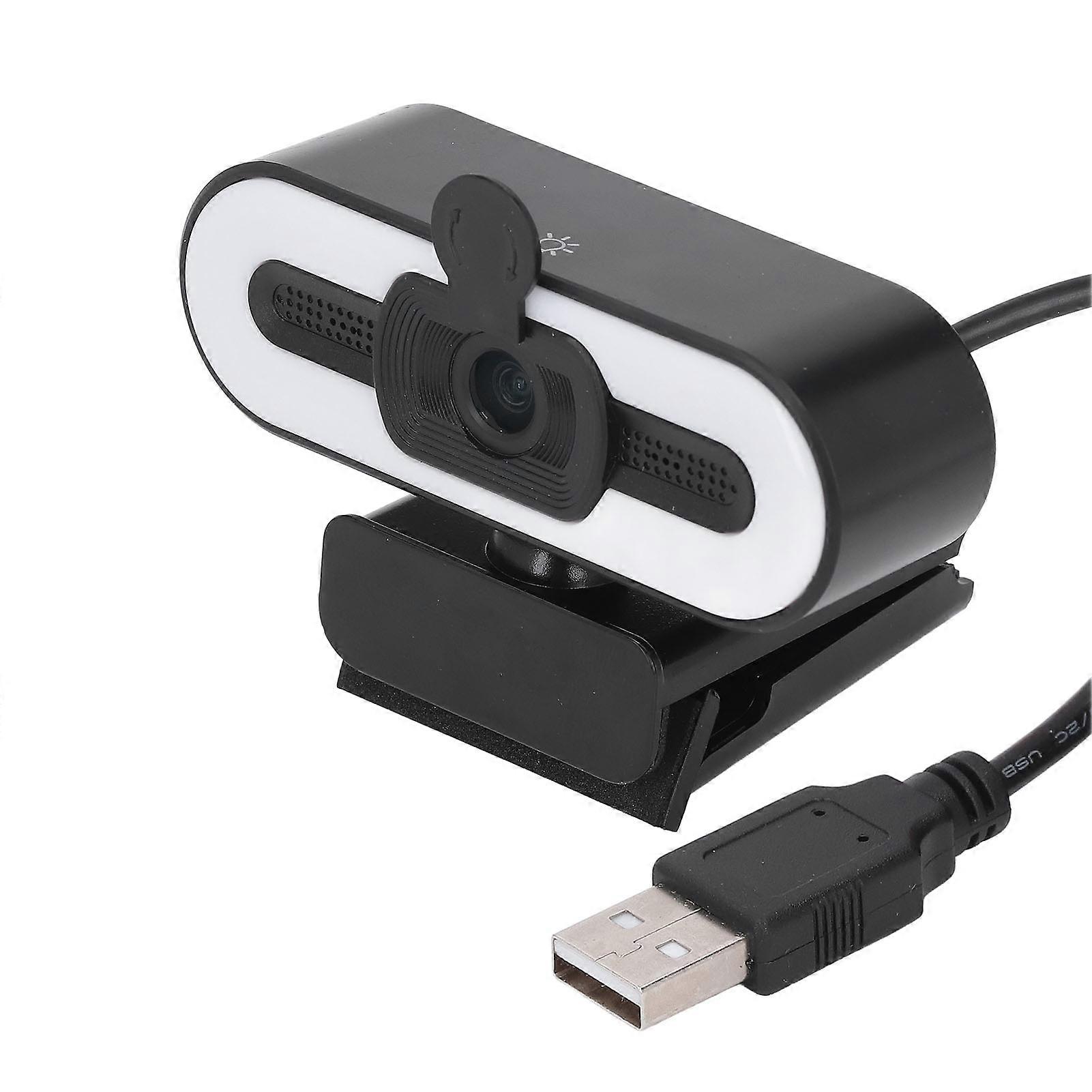 1080P HD Webcam with Adjustable Ring Light and Microphone Wide Angle Camera USB 2.0 Plug and Play Computer Web Camera for Video Streaming Conference 