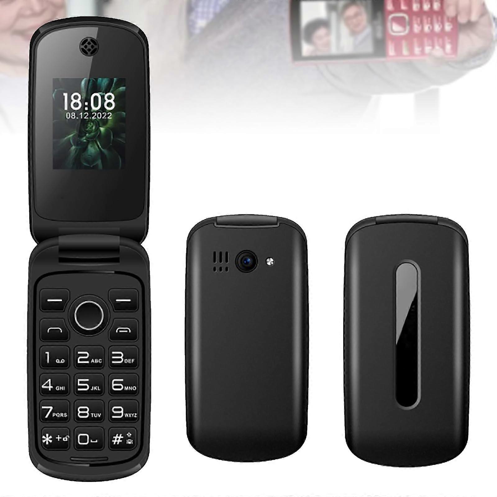 Senior Big Button Flip Phone 2G Dual SIM, SOS Button, Torch, MP3/FM Radio, LongLasting Battery, Powerful Speaker, Black