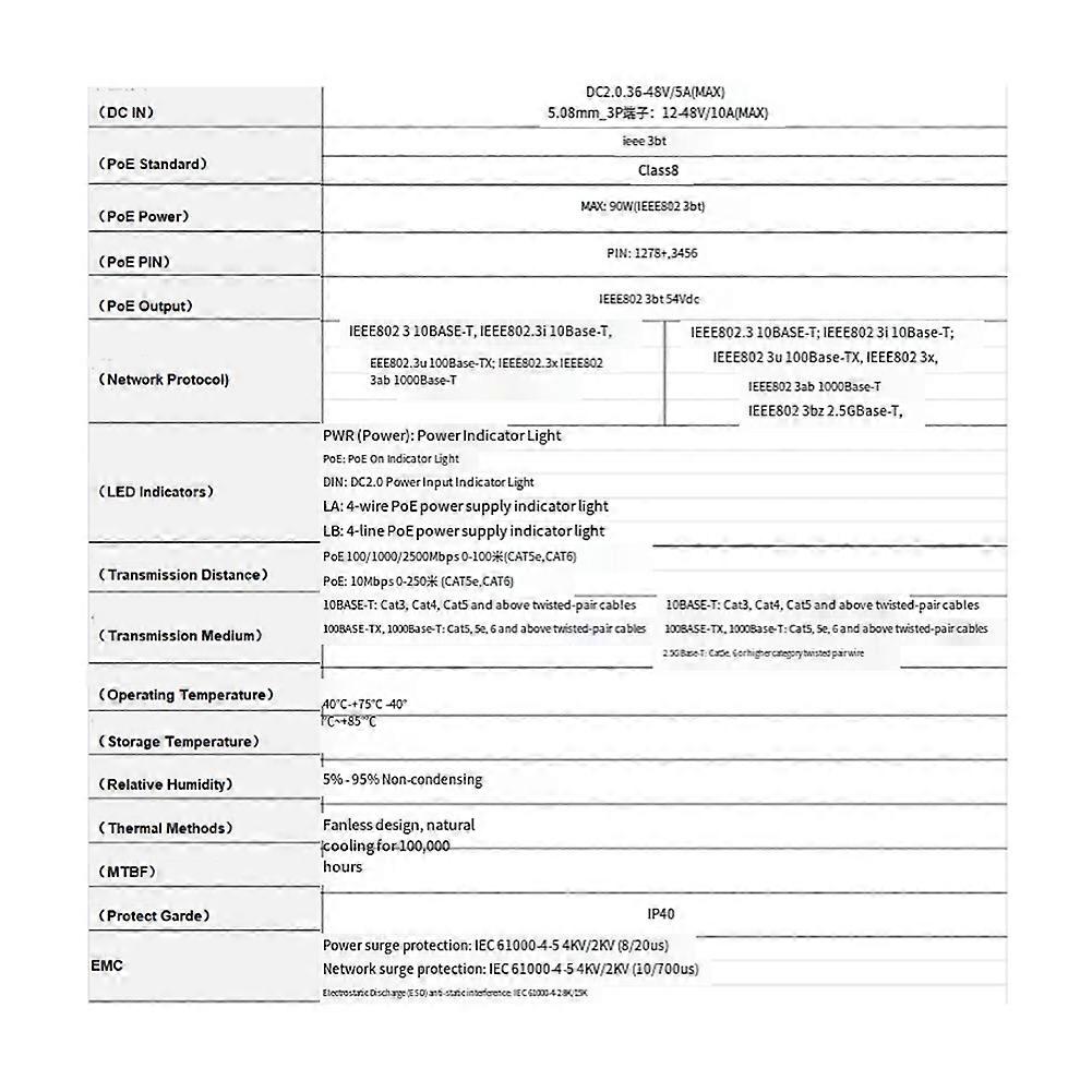 For Starlink V2 2.5G POE Injector for V2 36-48V Step Up 90w POE Output Support AC & DC Dual Power Supply