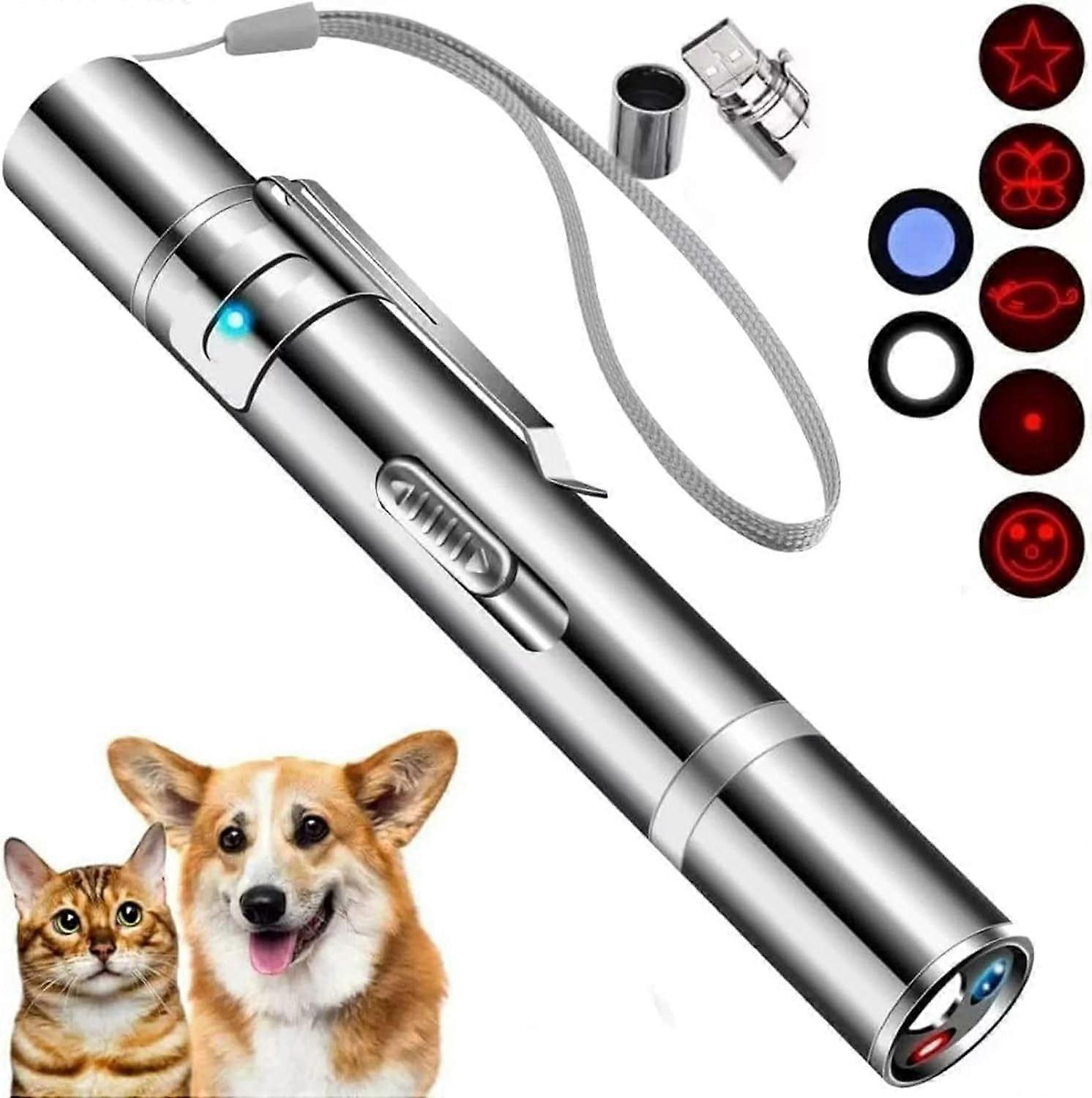 Cat Laser Pointer Toy,Dog Laser Pointer,7 Adjustable Patterns Laser,Long Range 3 Modes Training Chaser Interactive Toy,USB Recharge