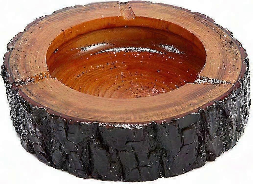 Novo cinzeiro redondo de madeira de 5,5 polegadas para uso interno e externo.