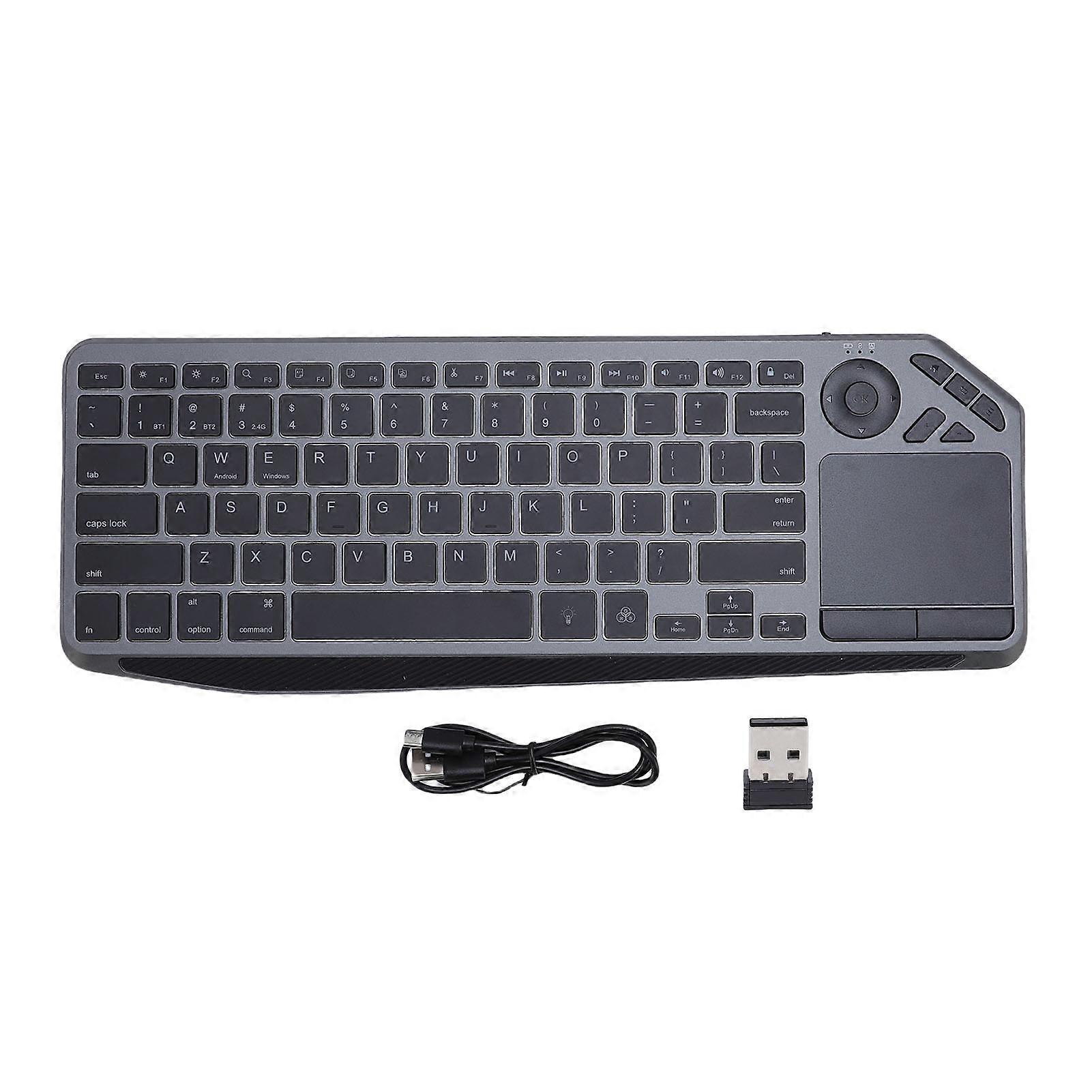 Wireless Touch Keyboard with Touchpad 7 Color Backlight Dual Mode for Laptop Tablet