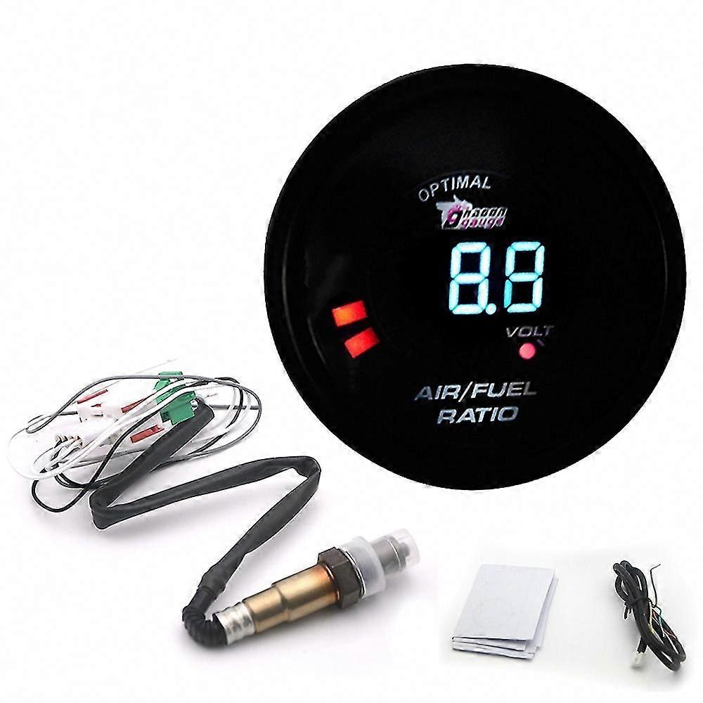 2 in 1 52MM Narrowband Digital Air Fuel Ratio Gauge Kit with O2 Oxygen Sensor for 12V Car Voltmeter